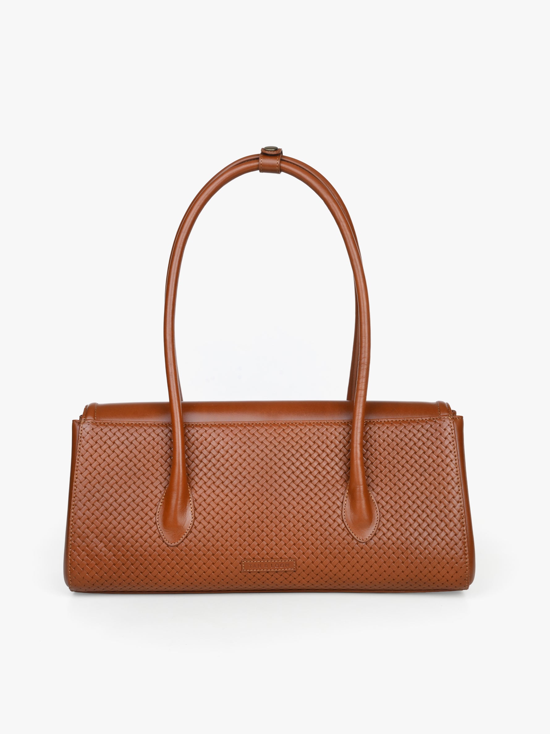 Handcrafted Woven Vegetable Tanned Leather Seville Satchel Large Cognac for Women Tan & Loom