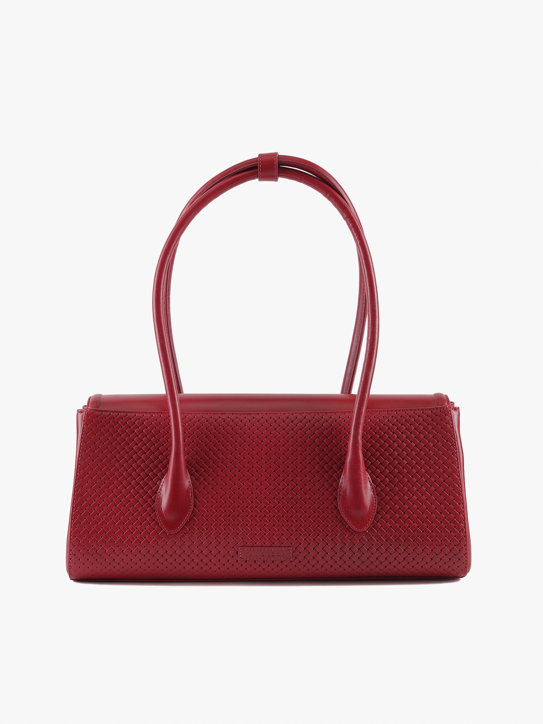 Handcrafted Woven Vegetable Tanned Leather Seville Satchel Large Cherry Red for Women Tan & Loom