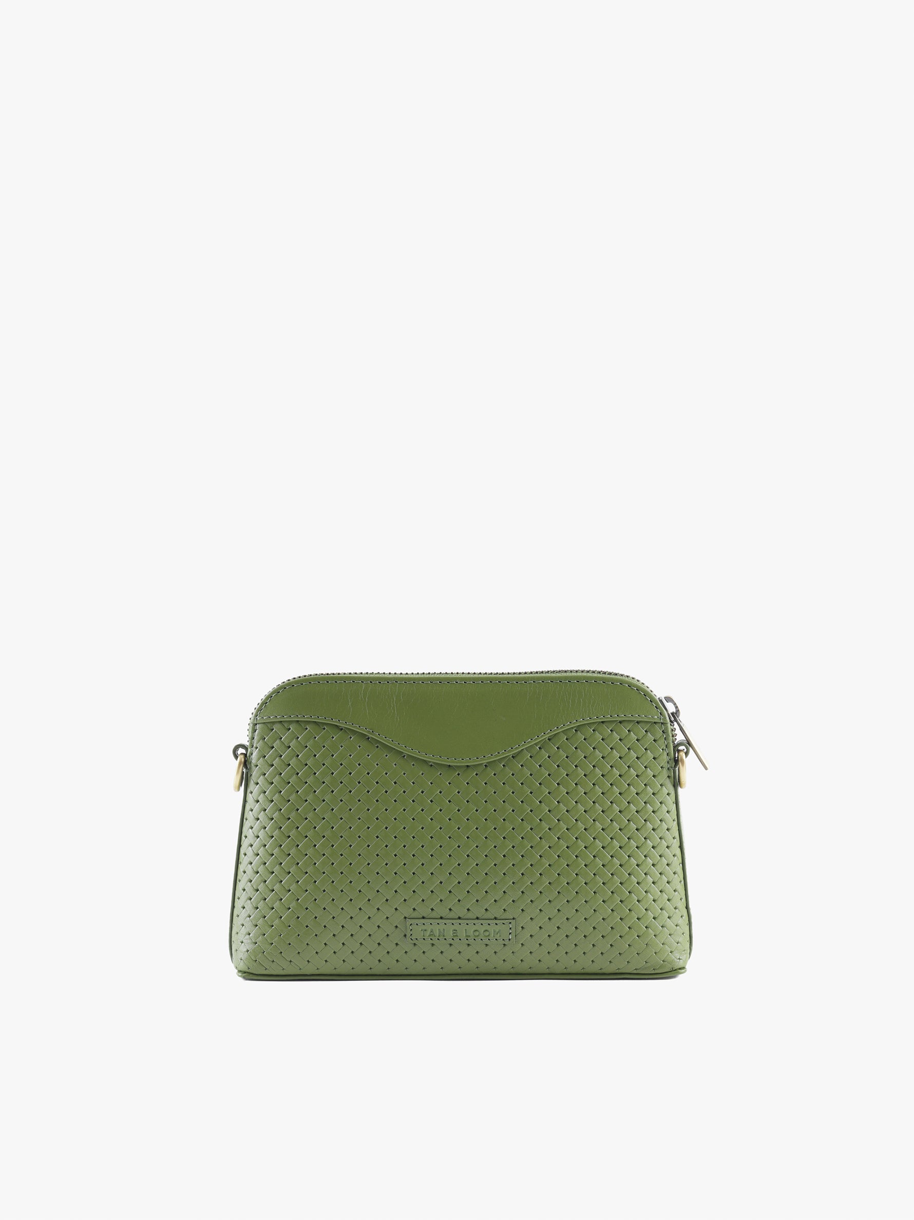 Handcrafted Woven Vegetable Tanned Leather Nilgiri Sling (Medium) Matcha Green for Women Tan & Loom