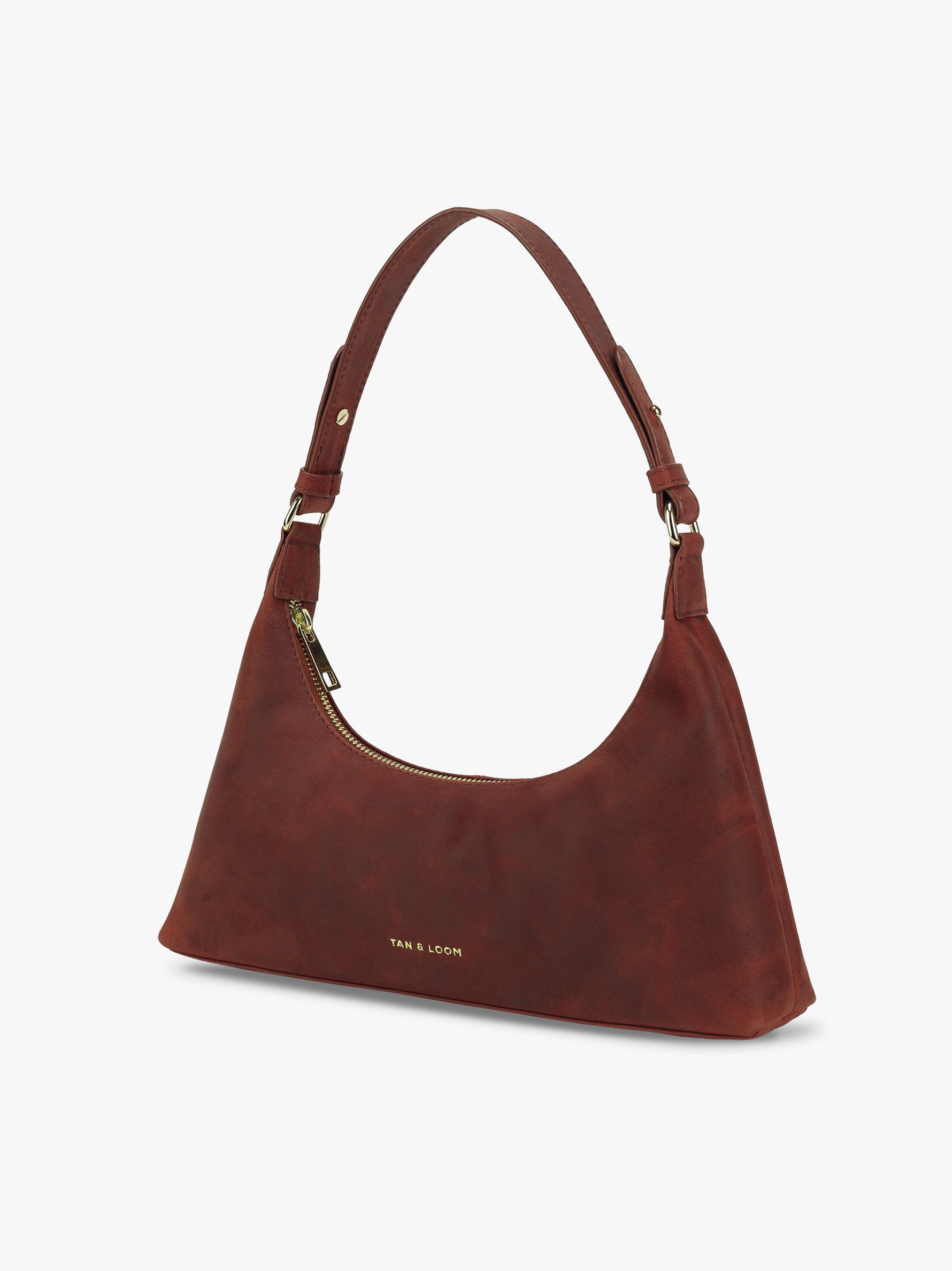 Handcrafted Genuine Vegetable Tanned Leather Skinny Baguette Grande Hunter Red for Women Tan & Loom