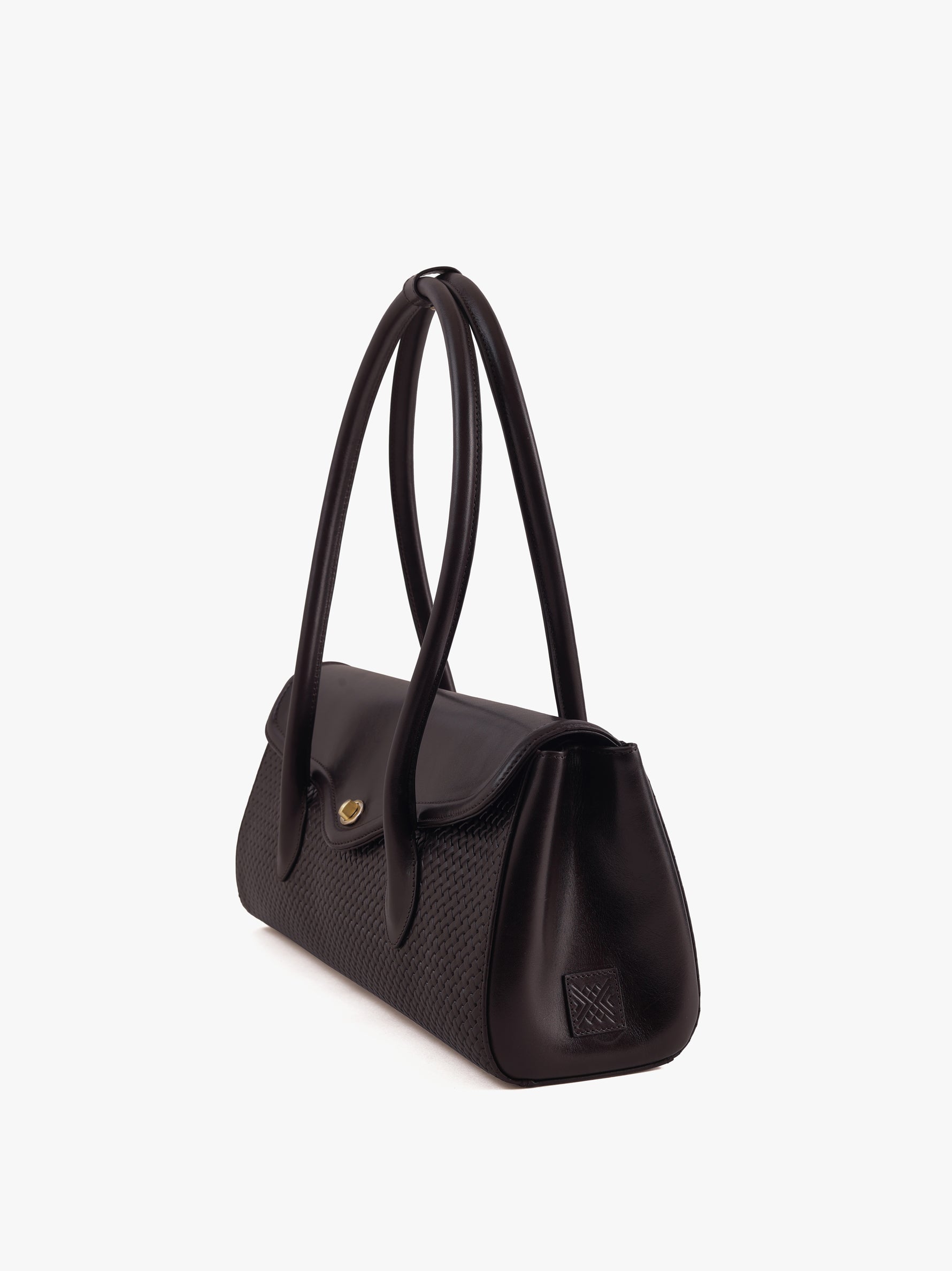 Handcrafted Woven Vegetable Tanned Leather Seville Satchel Large Warm Black for Women Tan & Loom