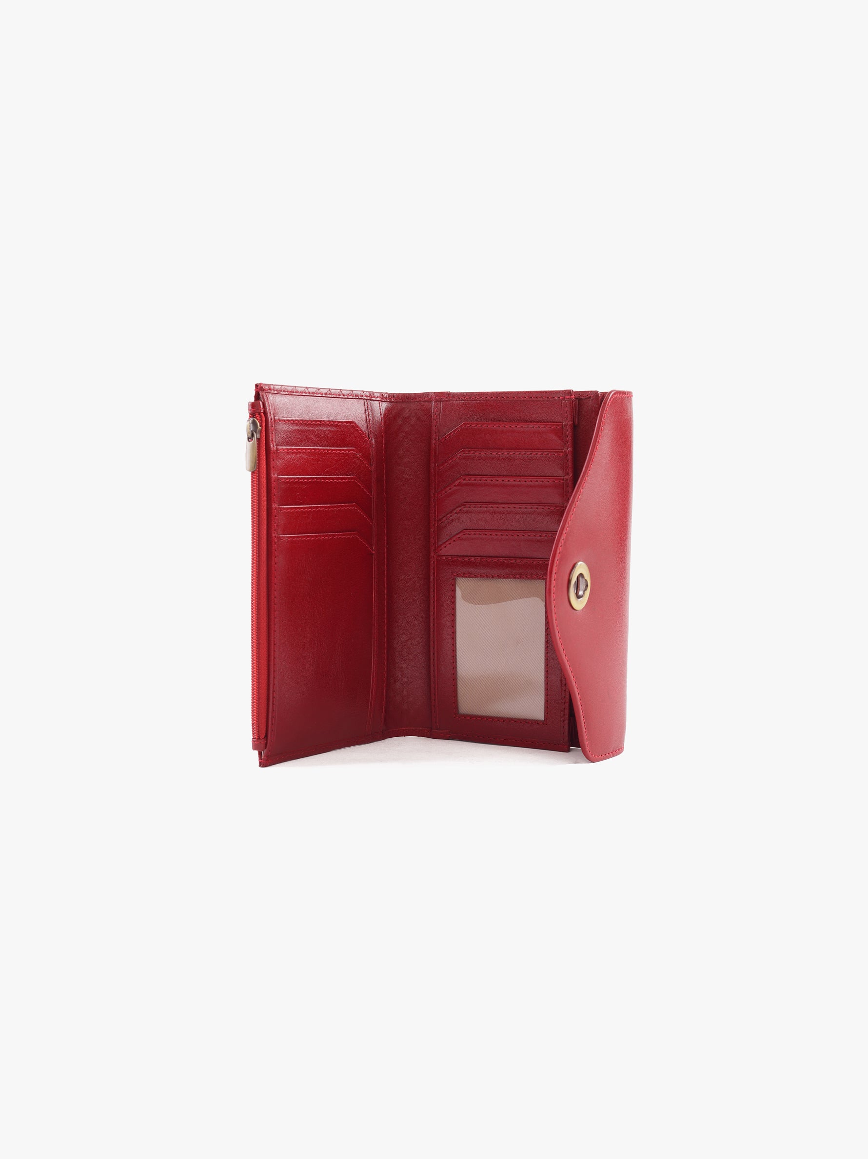 Handcrafted Woven Vegetable Tanned Leather Colaba Clutch Wallet Cherry Red for Women Tan & Loom