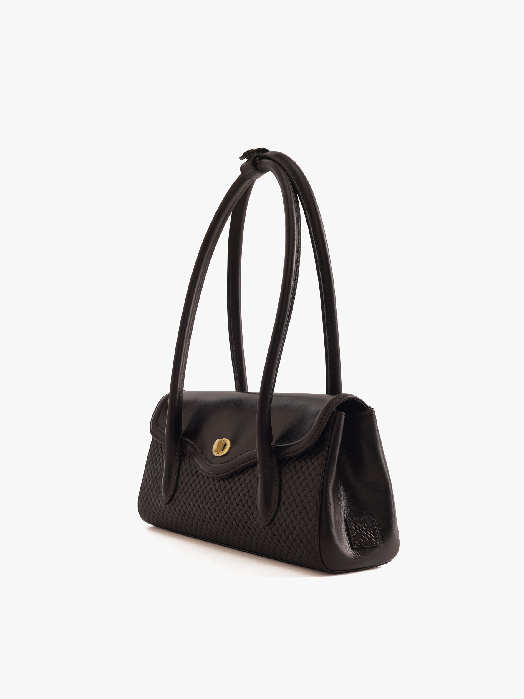 Handcrafted Woven Vegetable Tanned Leather Seville Satchel Medium Warm Black for Women Tan & Loom