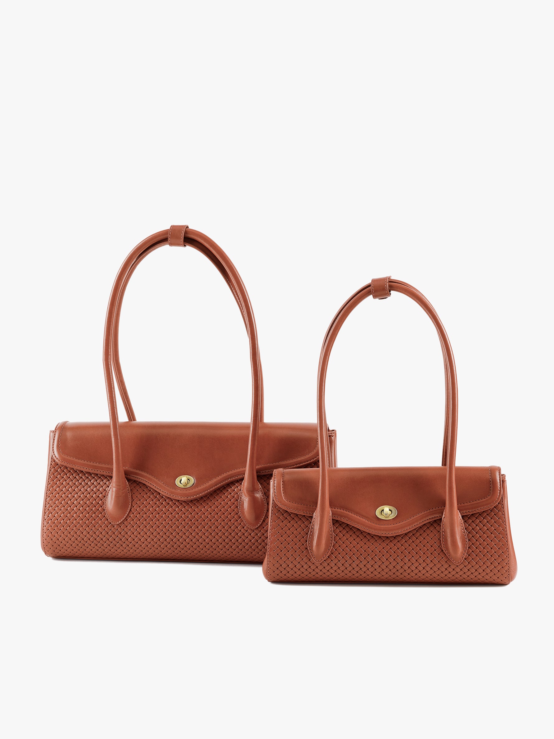 Handcrafted Woven Vegetable Tanned Leather Seville Satchel Large Medium Cognac for Women Tan & Loom