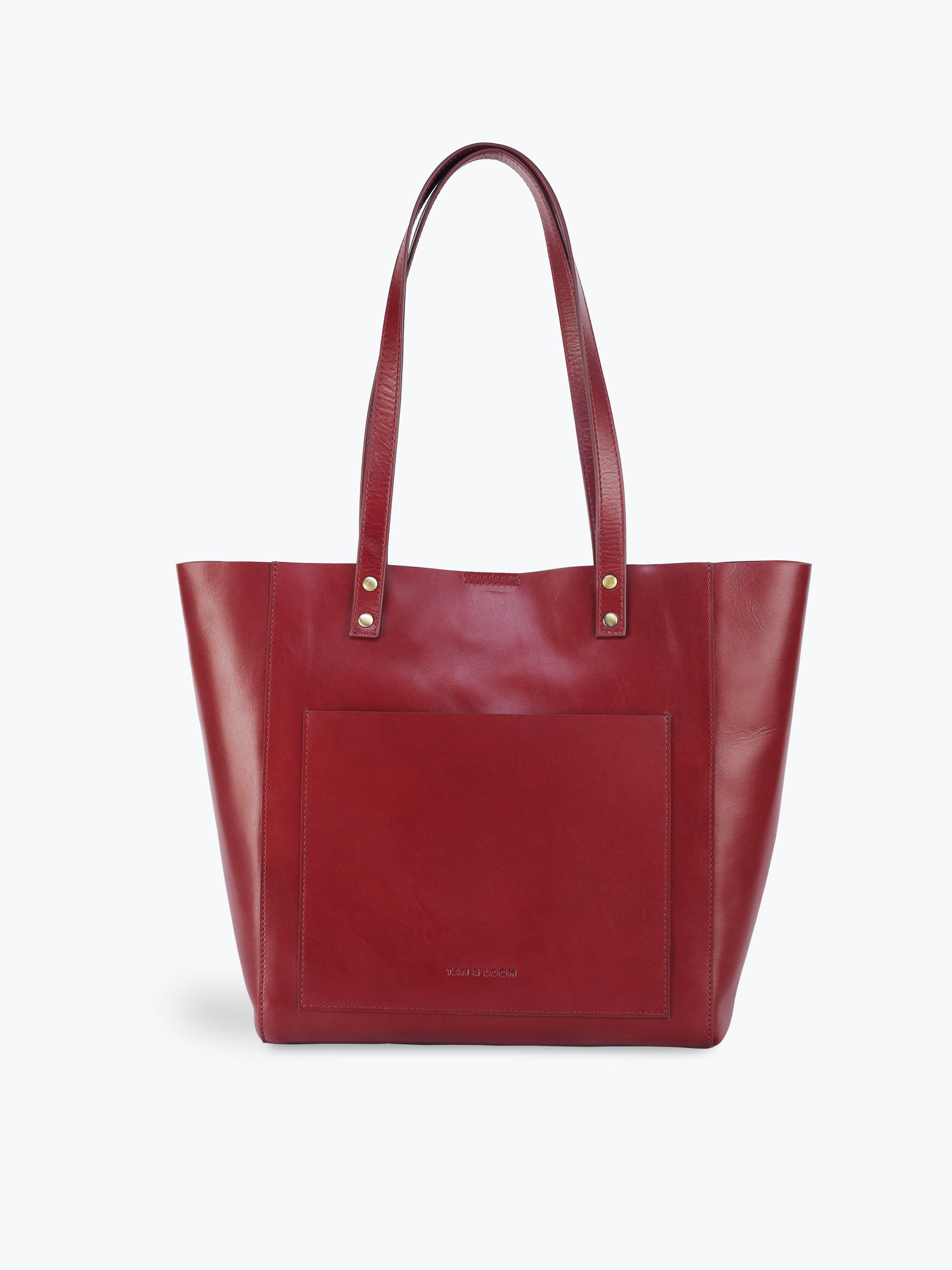 Handcrafted Genuine Vegetable Tanned Leather Old Fashioned Tote Regular Burgundy for Women Tan & Loom