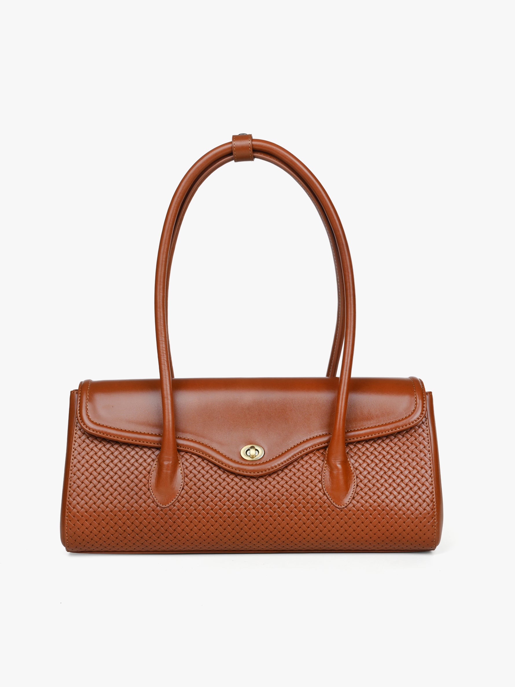 Handcrafted Woven Vegetable Tanned Leather Seville Satchel Large Cognac for Women Tan & Loom