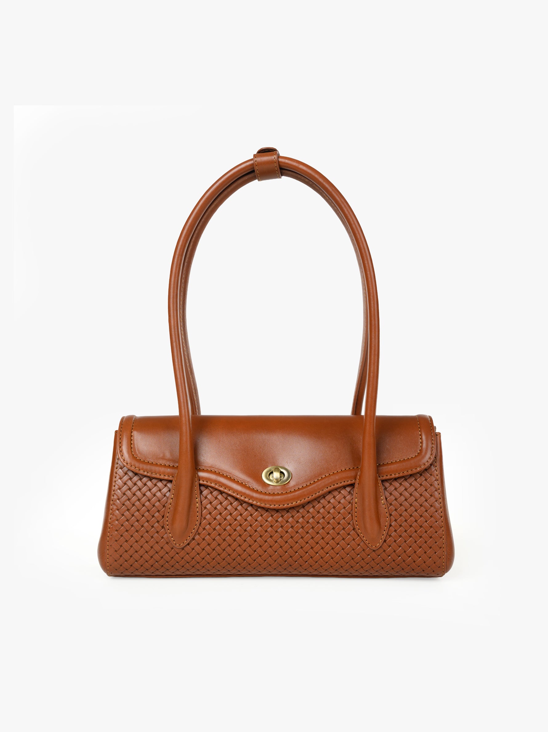 Handcrafted Woven Vegetable Tanned Leather Seville Satchel Medium Cognac for Women Tan & Loom