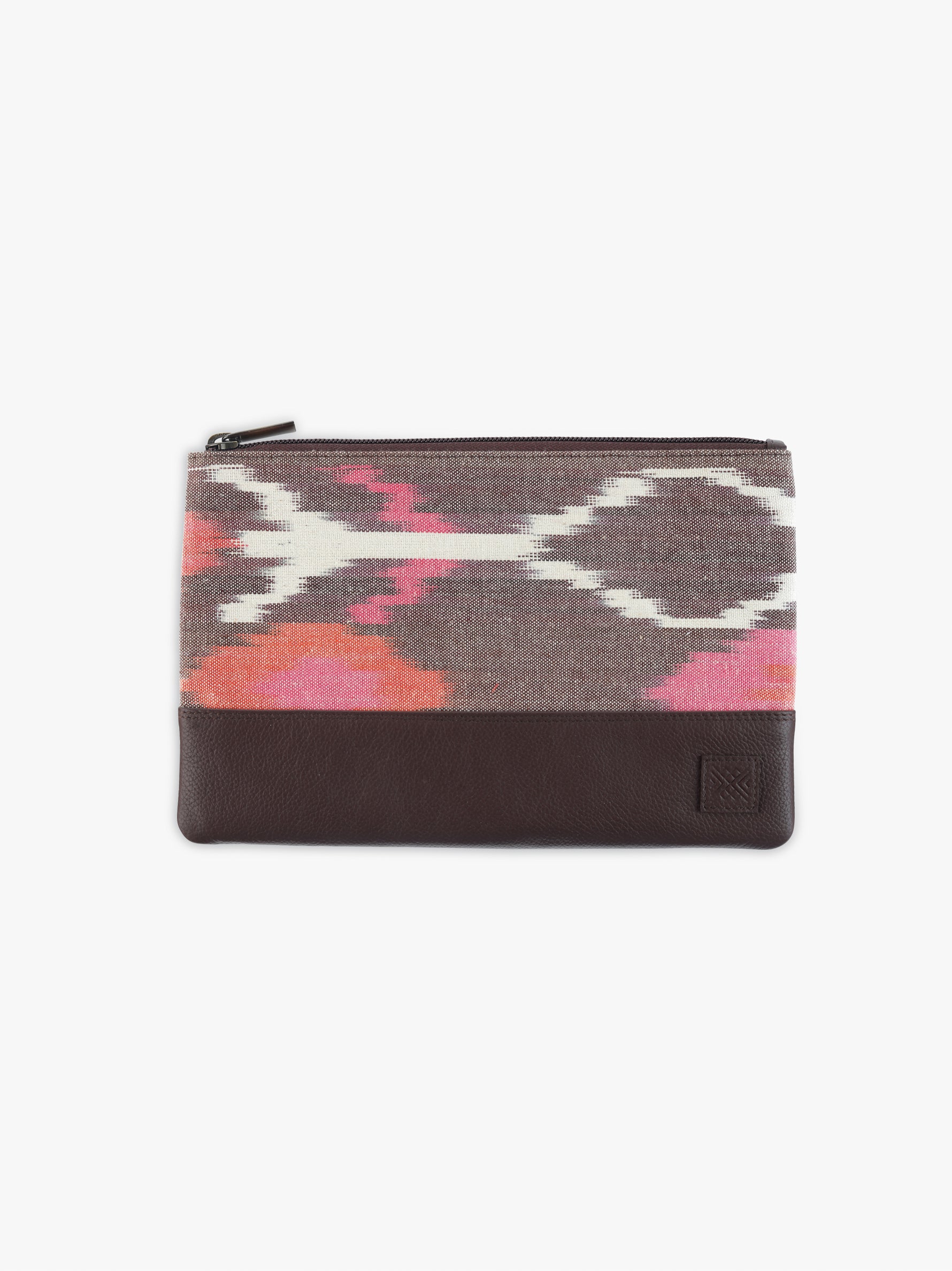 Essentials Pouch  Set of 2 (Pink & Grey Ikat)