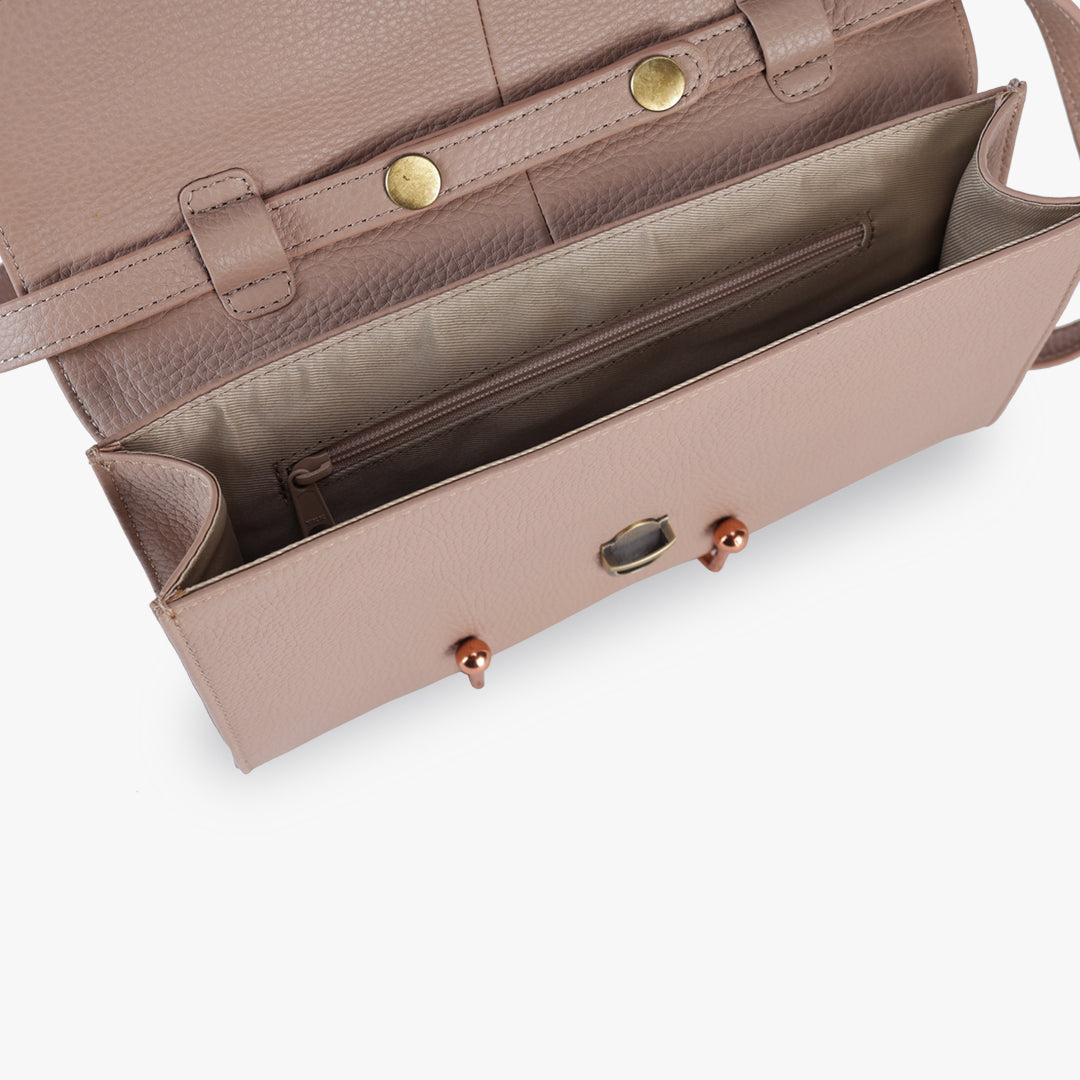 Handcrafted genuine leather and vintage floral sling bag for women in denim blue jacquard and pink leather trim