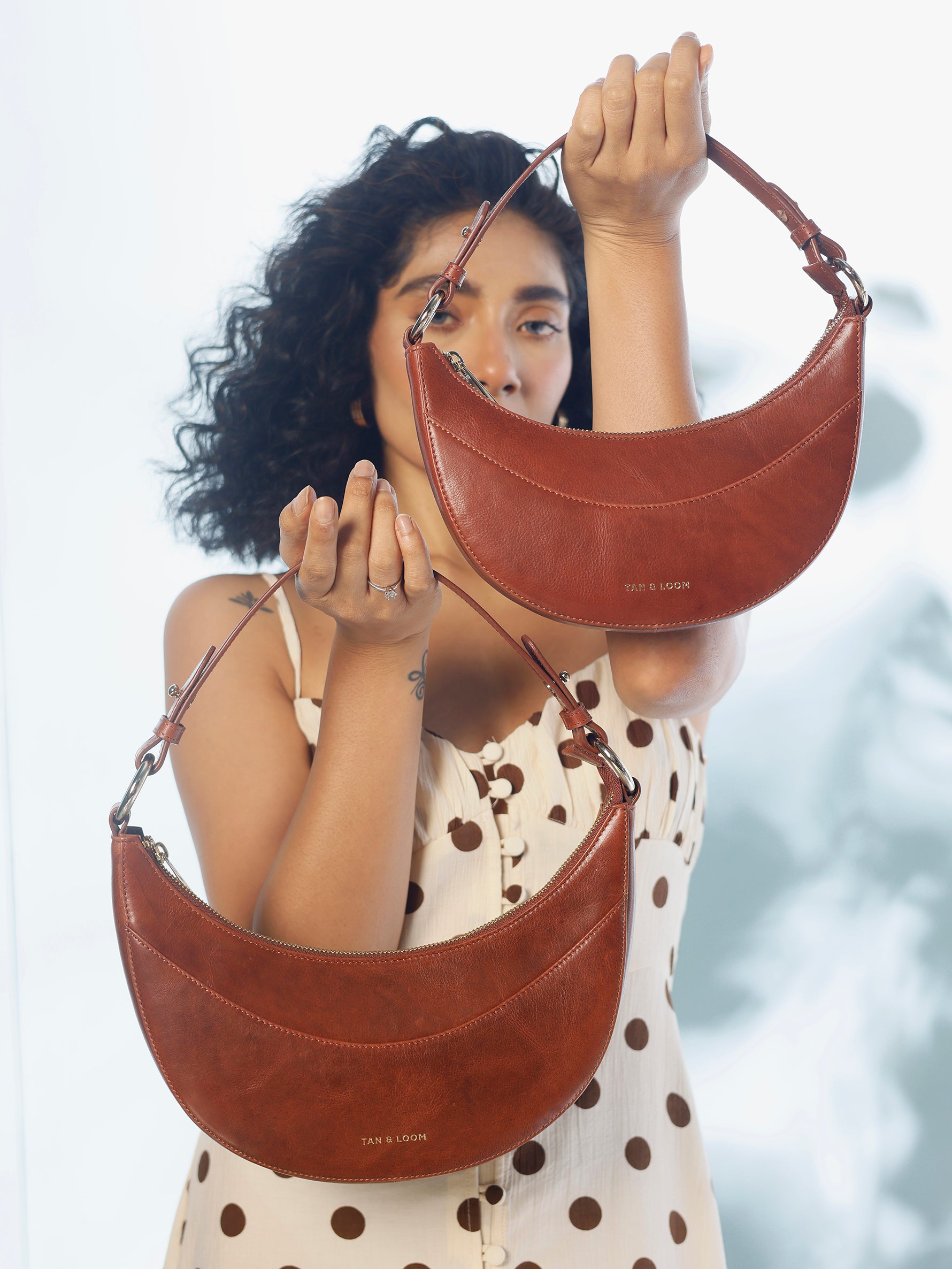 Handcrafted Genuine Vegetable Tanned Leather Artisan's Little Lune Vintage Brown for Women Tan & Loom