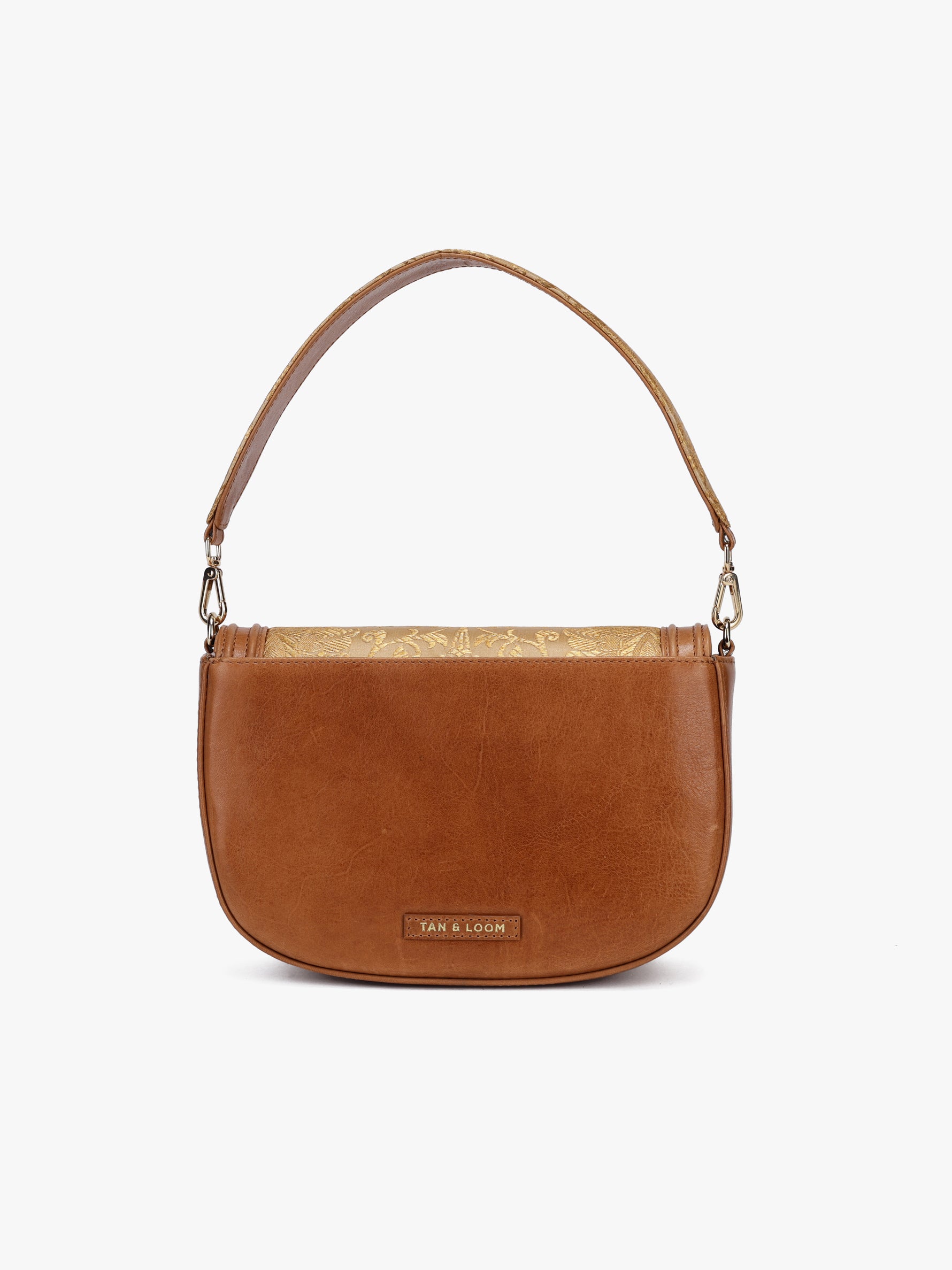 Buy gold clutch bag for women in India from Tan & Loom | Crafted with Banarasi Brocade & Genuine Leather