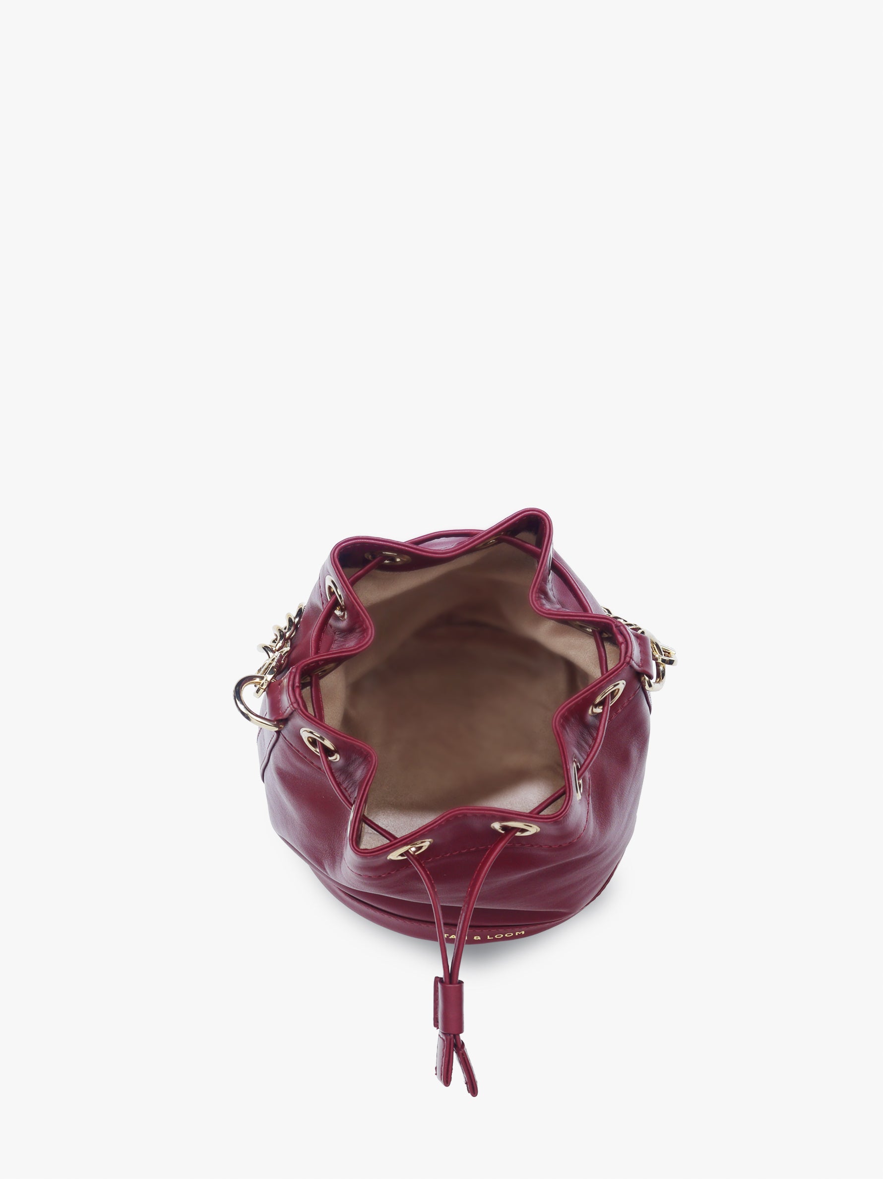 Handcrafted Maroon Genuine Leather Bucket Potli Bag for Women Tan & Loom