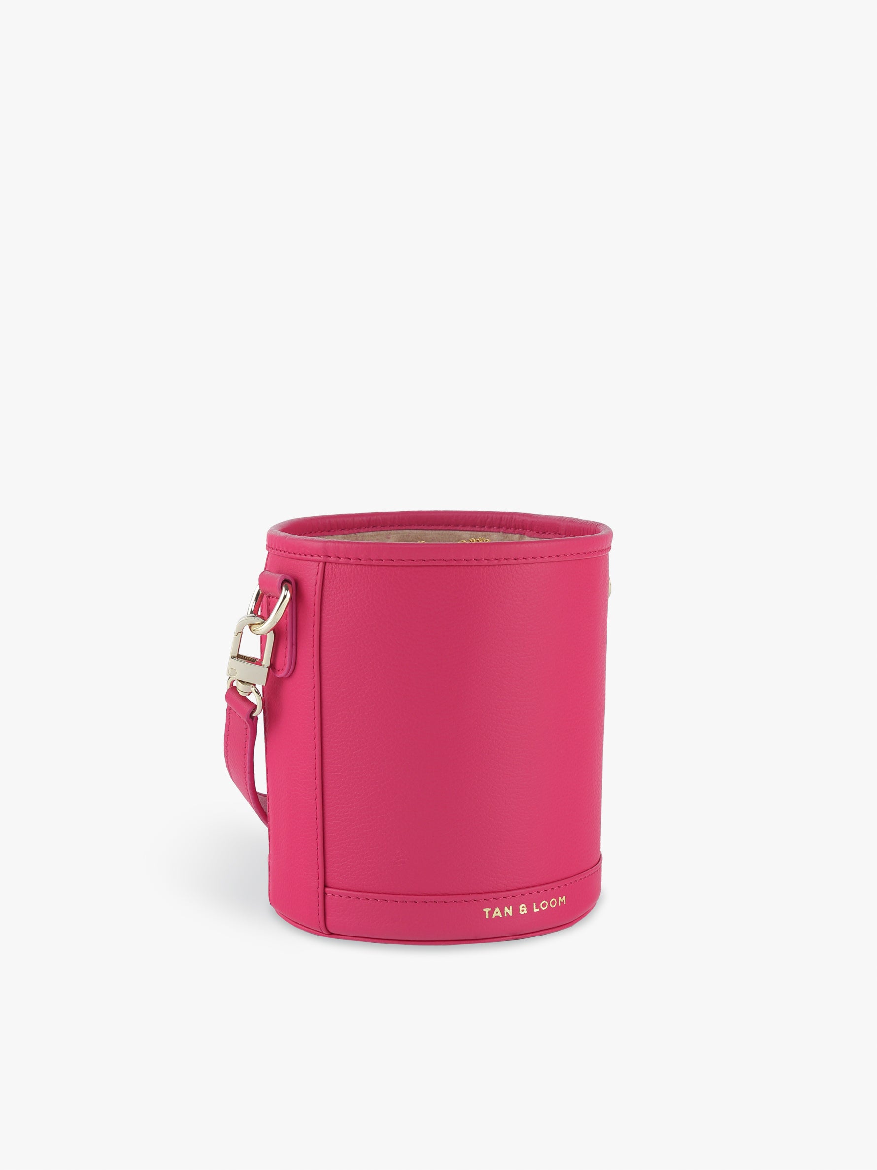 Handcrafted Pink Genuine Leather Cylinder Potli Bag for Women Tan & Loom