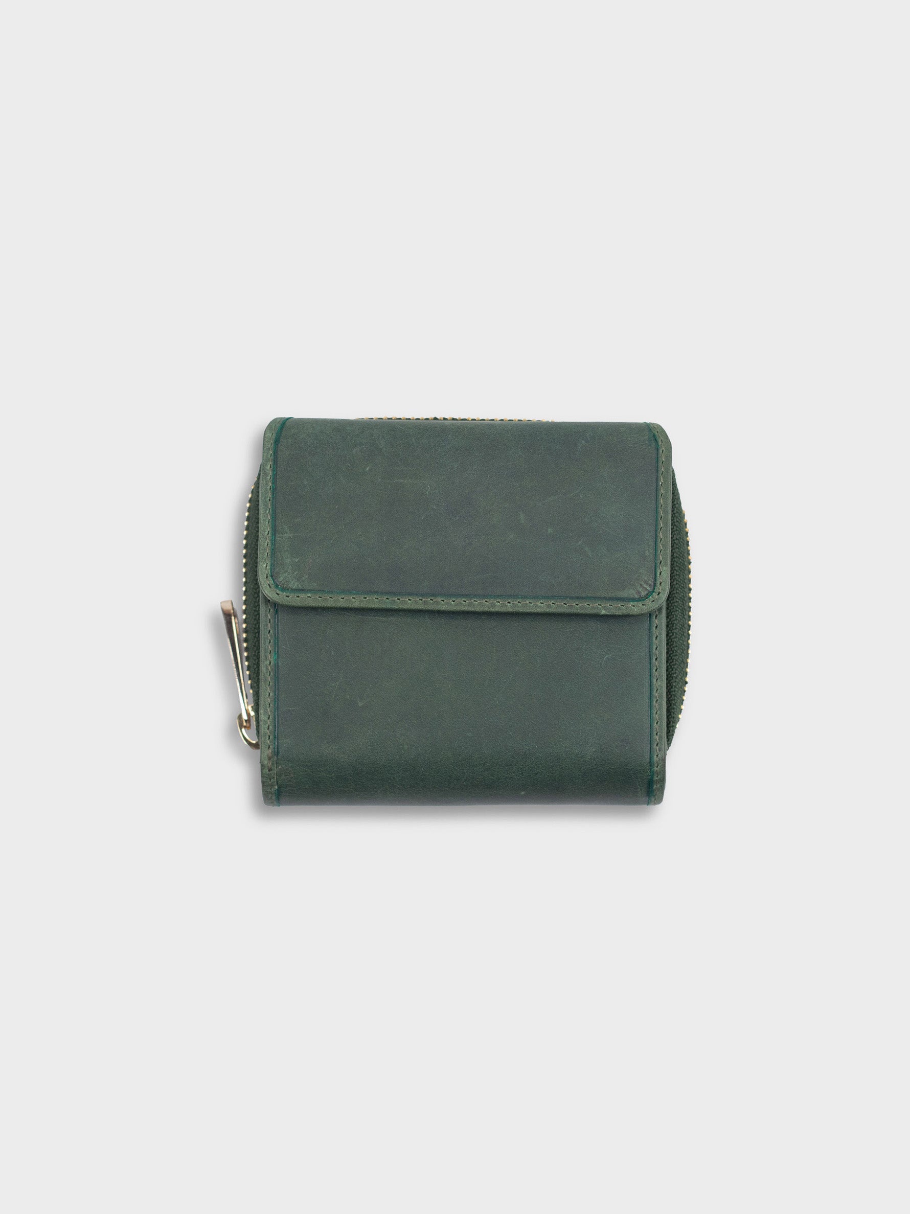 Premium Distressed Vegetable Tanned Leather Green Mini Wallet for Women Tan & Loom