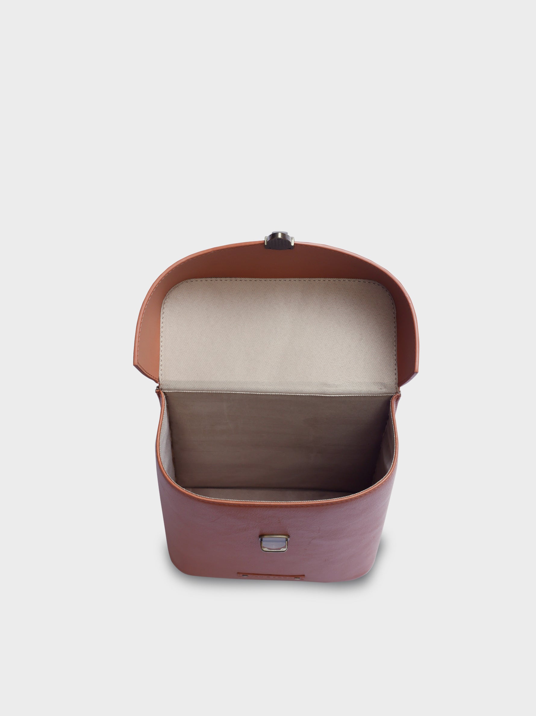 Handcrafted Genuine Vegetable Tanned Leather Letter Box Backpack Dusty Peach for Women Tan & Loom