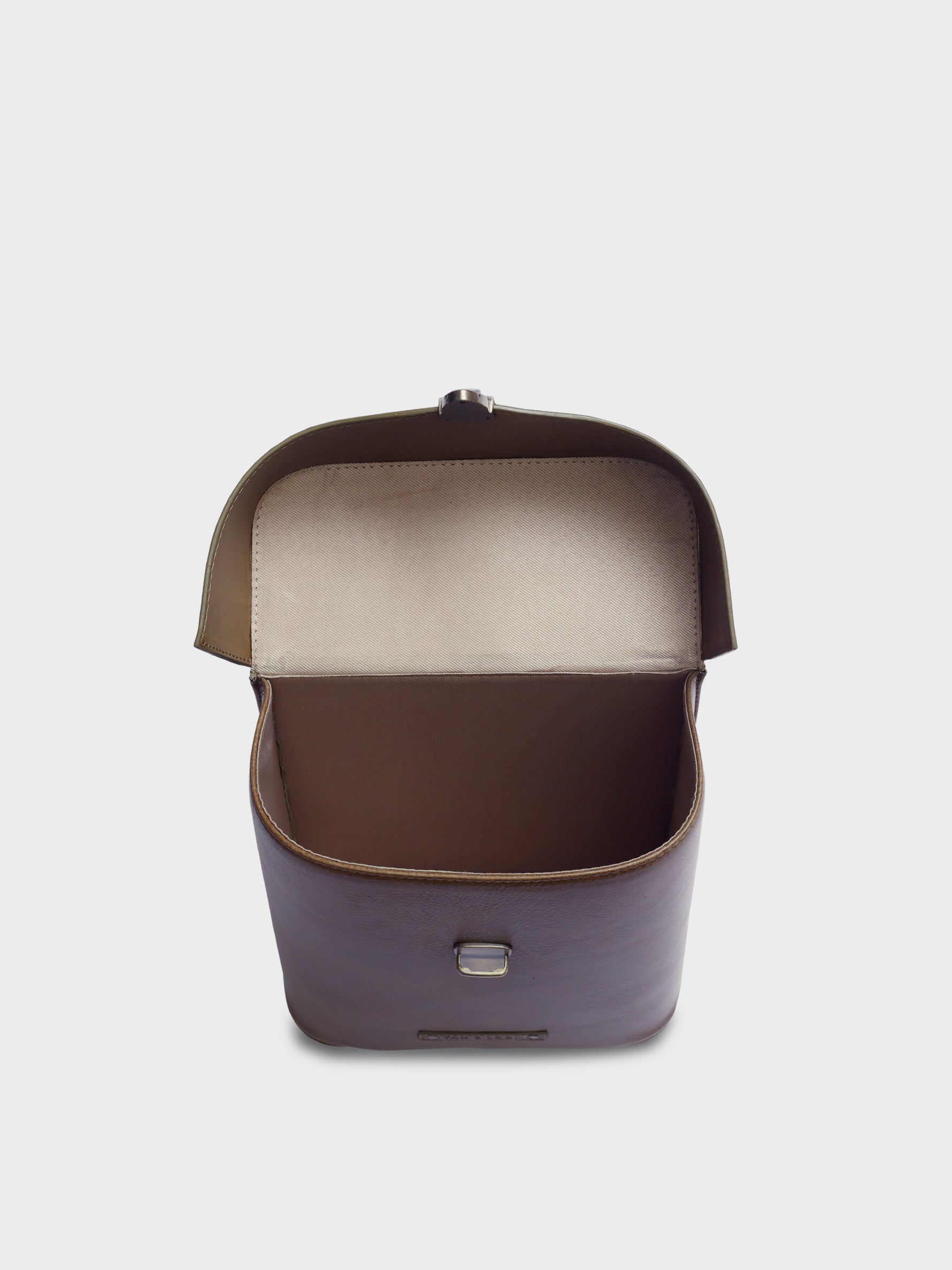 Handcrafted Genuine Vegetable Tanned Leather Letter Box Backpack Olive Green for Women Tan & Loom