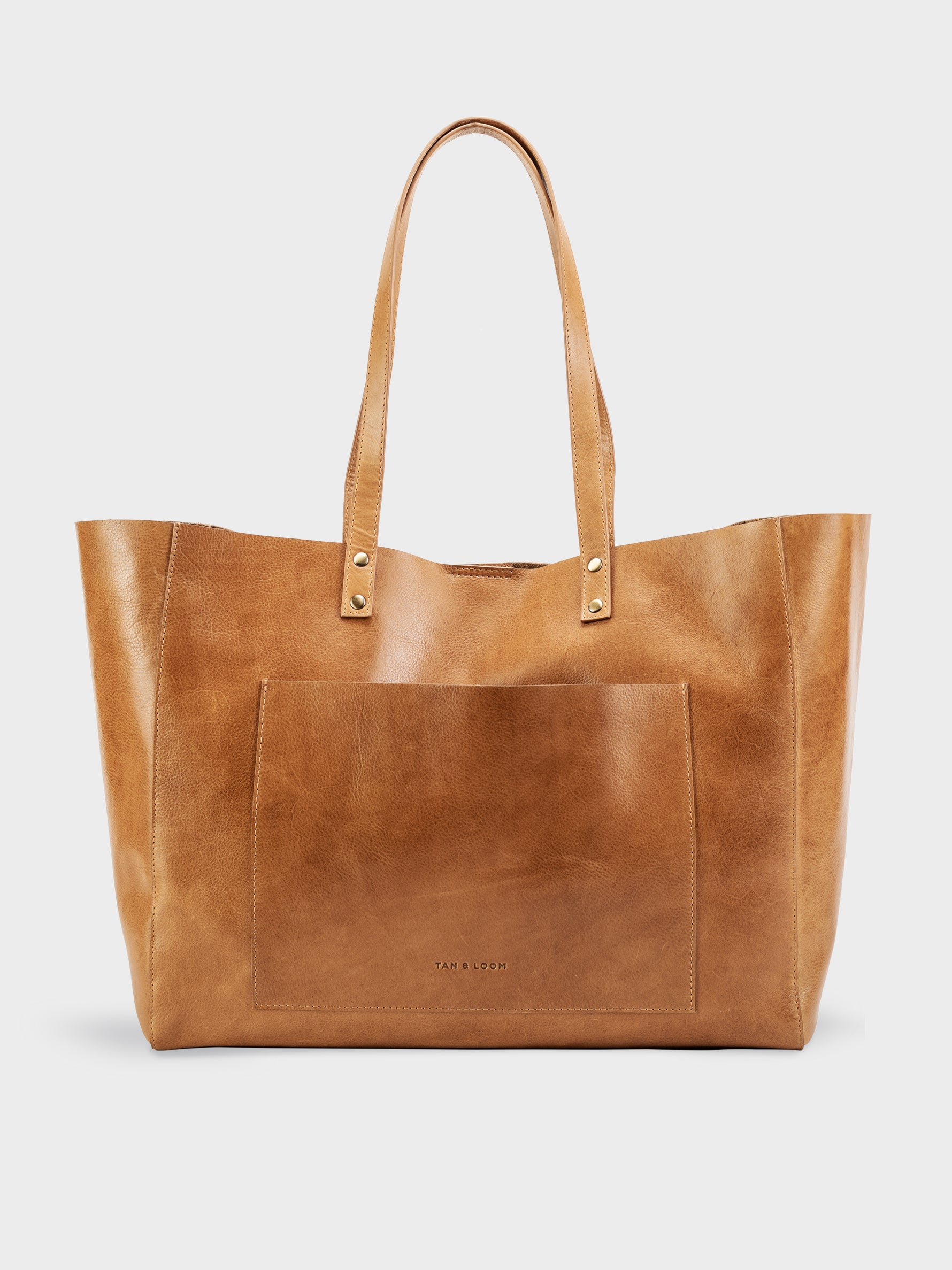 Handcrafted Genuine Vegetable Tanned Leather Old Fashioned Tote Large Tuscany Tan for Women Tan & Loom