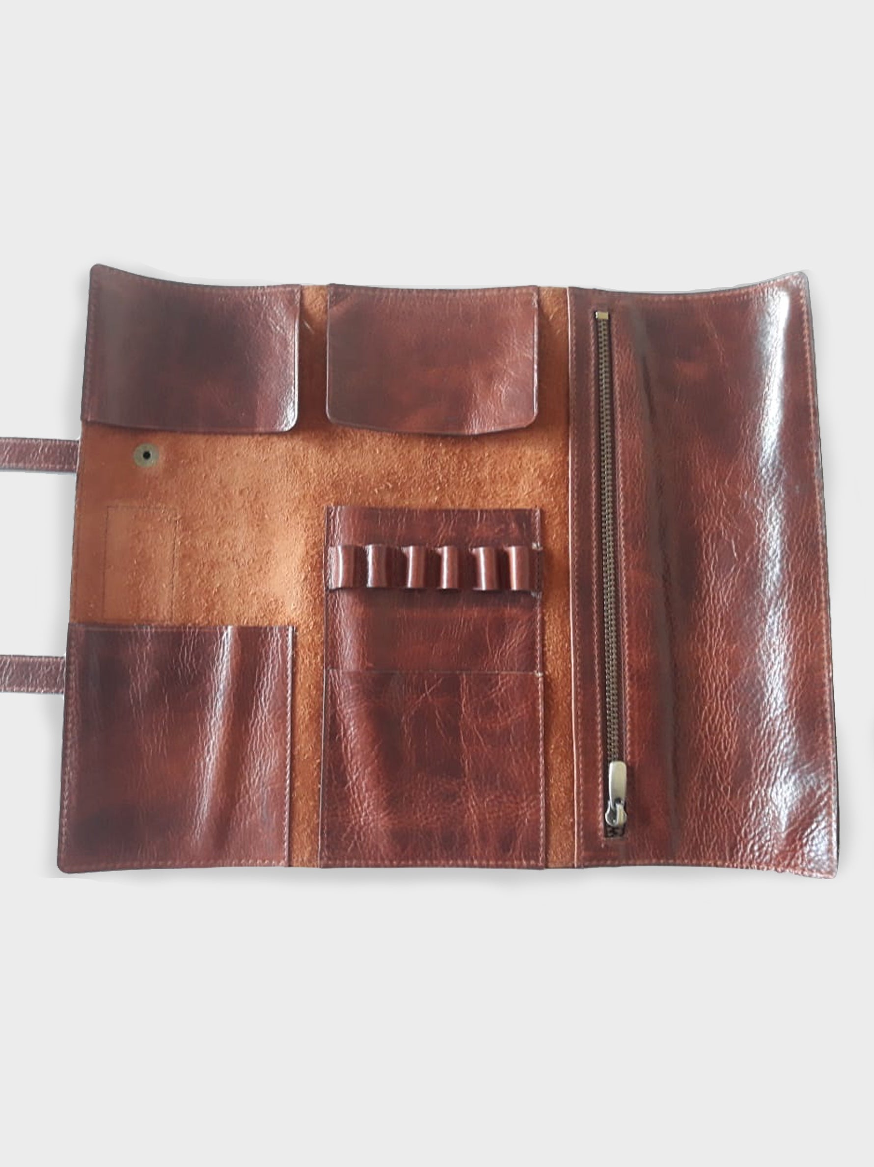 Handcrafted Genuine Vegetable Tanned Leather Artist's Roll Vintage Brown for Men & Women Tan & Loom