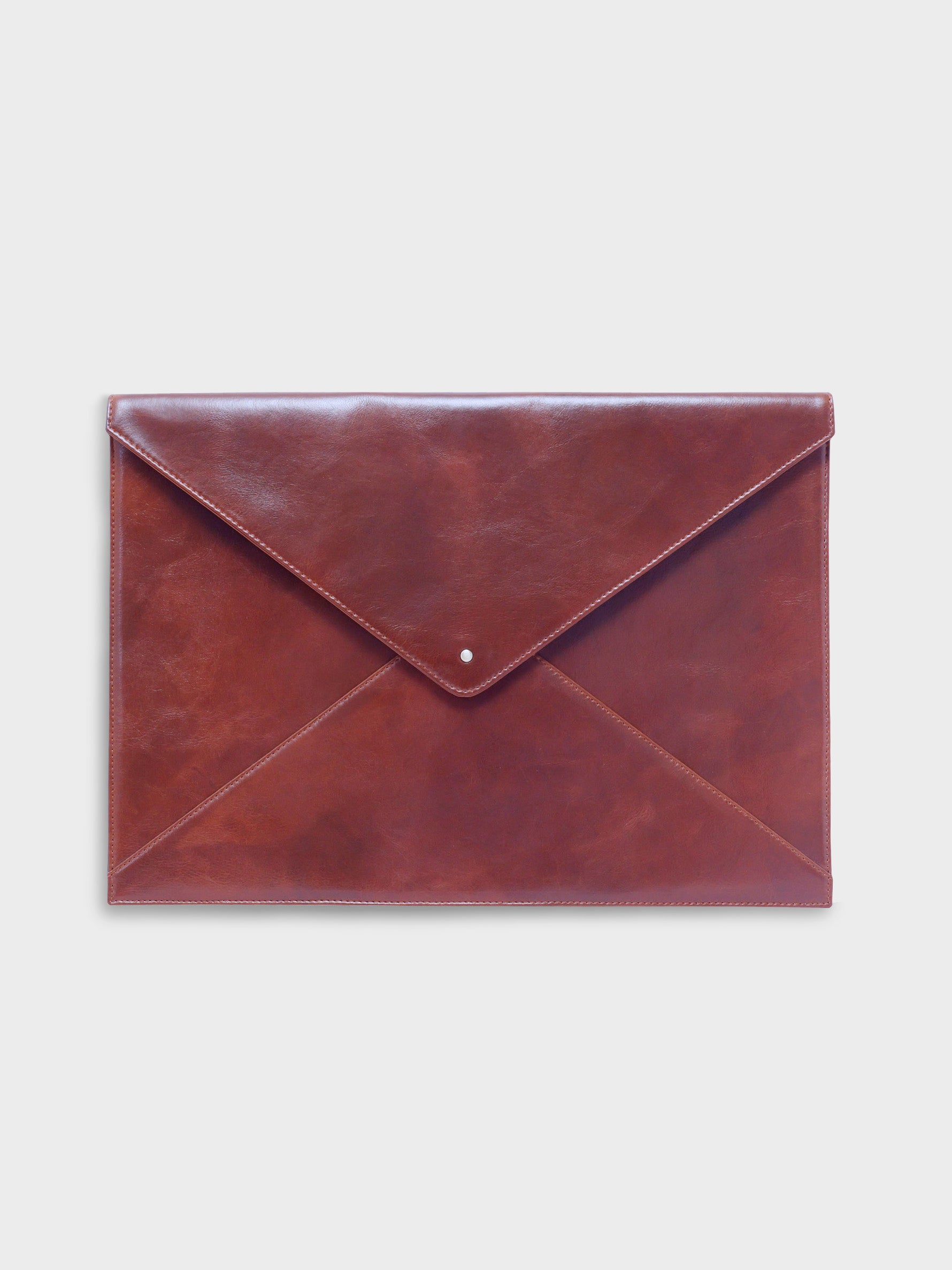 Handcrafted Genuine Vegetable Tanned Leather Envelope Laptop Sleeve Vintage Brown for Women Tan & Loom