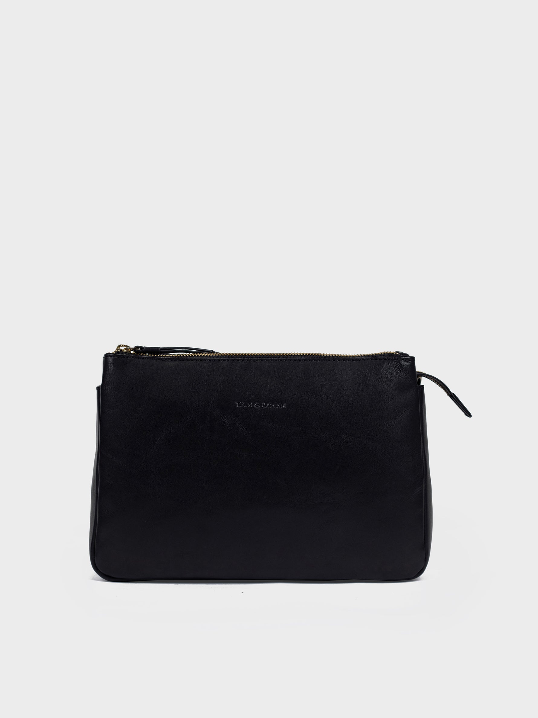 Handcrafted Genuine Vegetable Tanned Leather Sling Bag For Women Black Tan & Loom