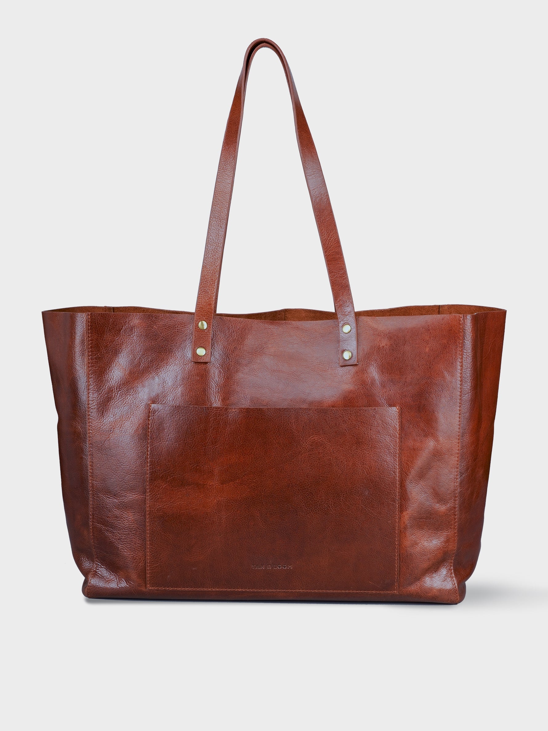 Handcrafted Genuine Vegetable Tanned Leather Old Fashioned Tote Large Vintage Brown for Women Tan & Loom