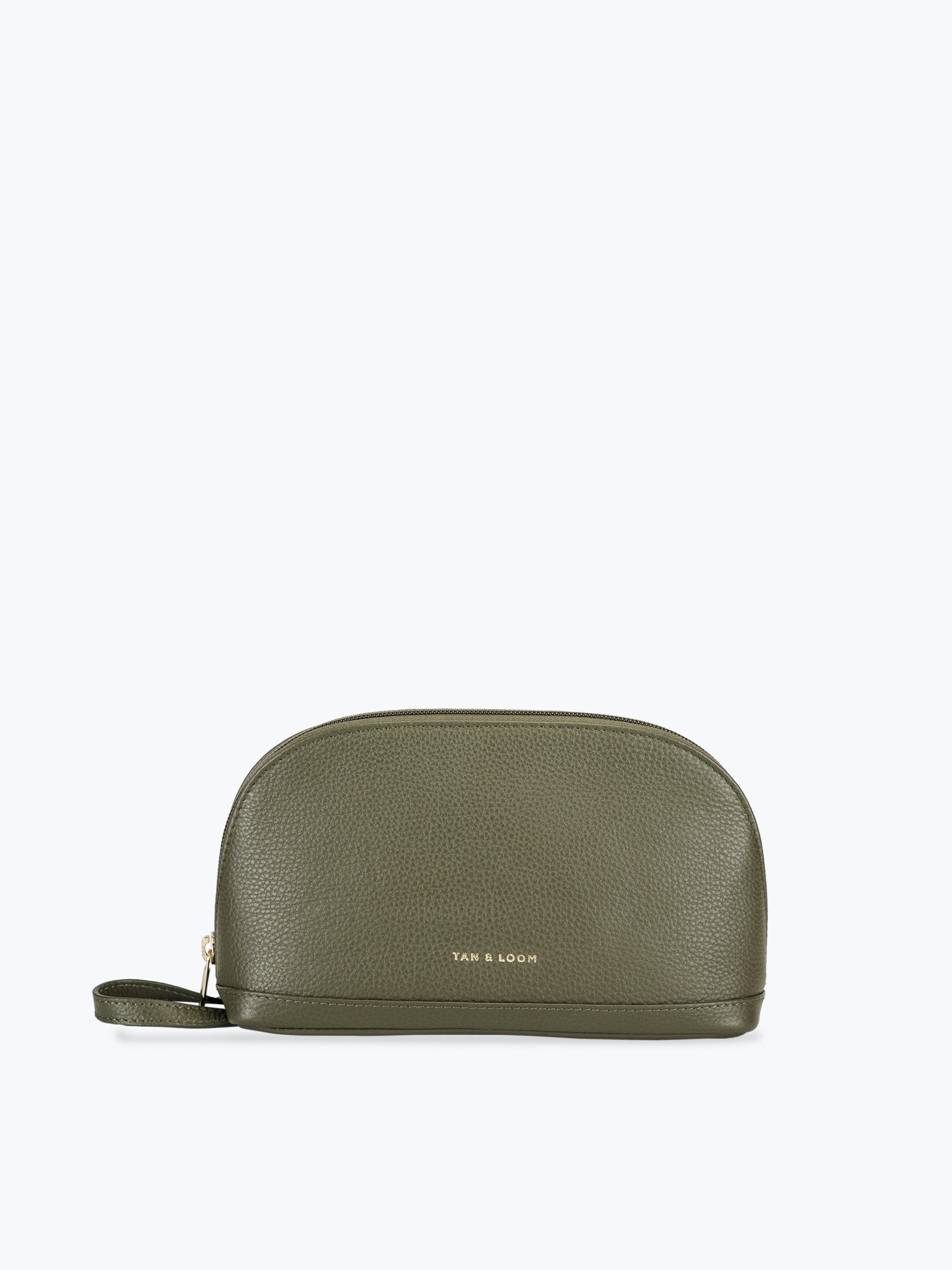 Handcrafted genuine leather mini makeup kit for women Olive Green