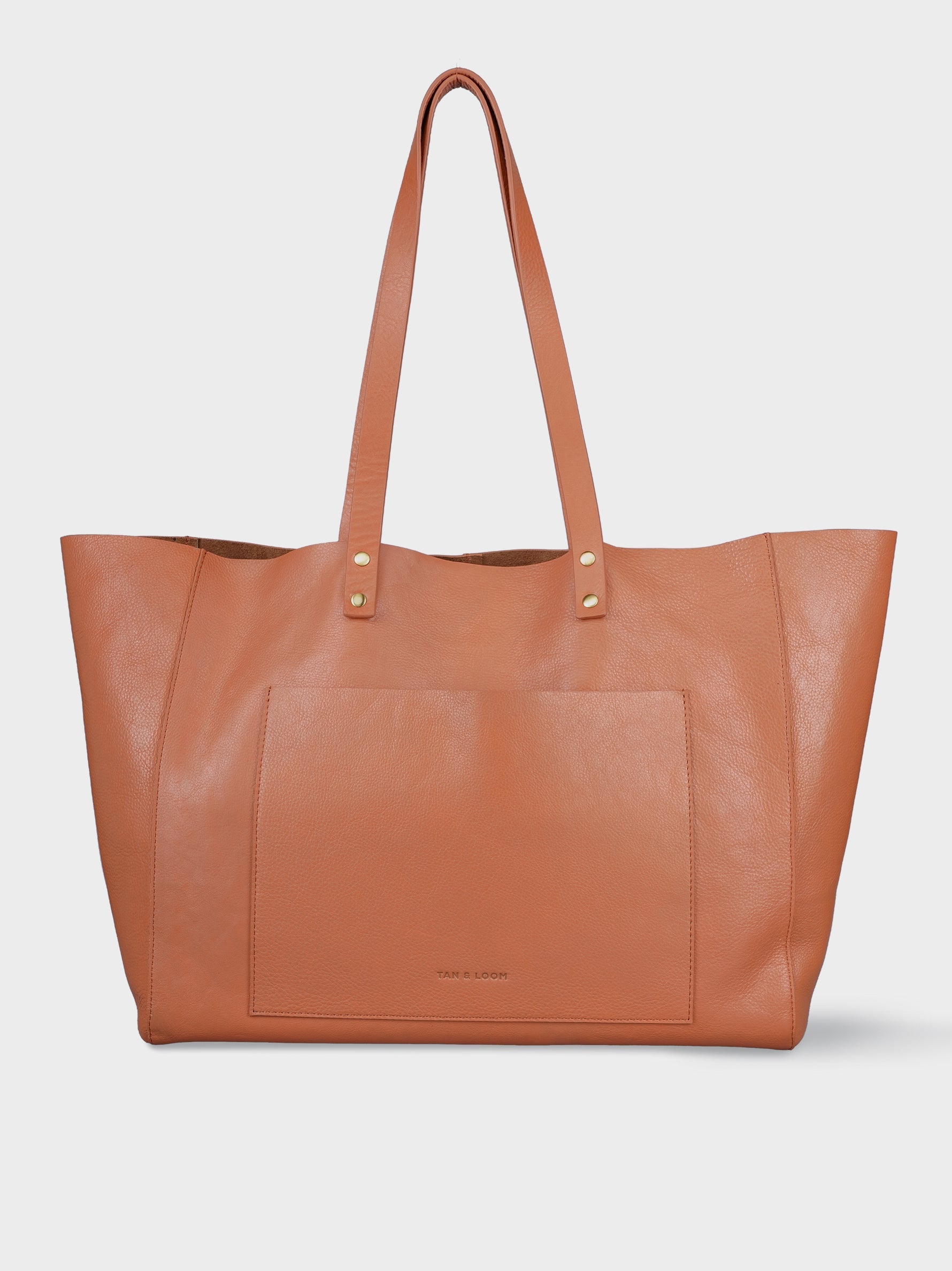 Handcrafted Genuine Vegetable Tanned Leather Old Fashioned Tote Large Dusty Peach for Women Tan & Loom