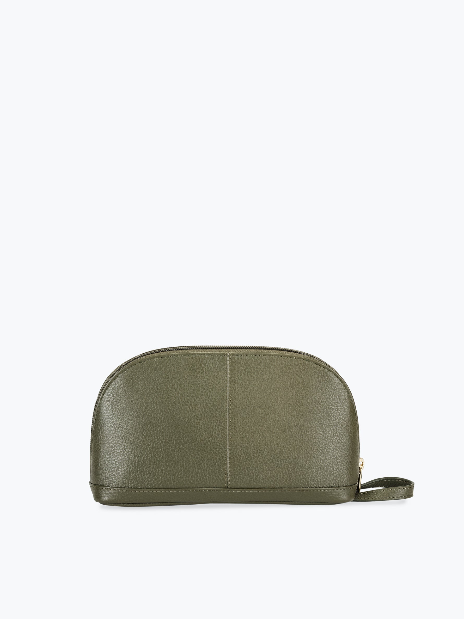 Handcrafted genuine leather mini makeup kit for women Olive Green