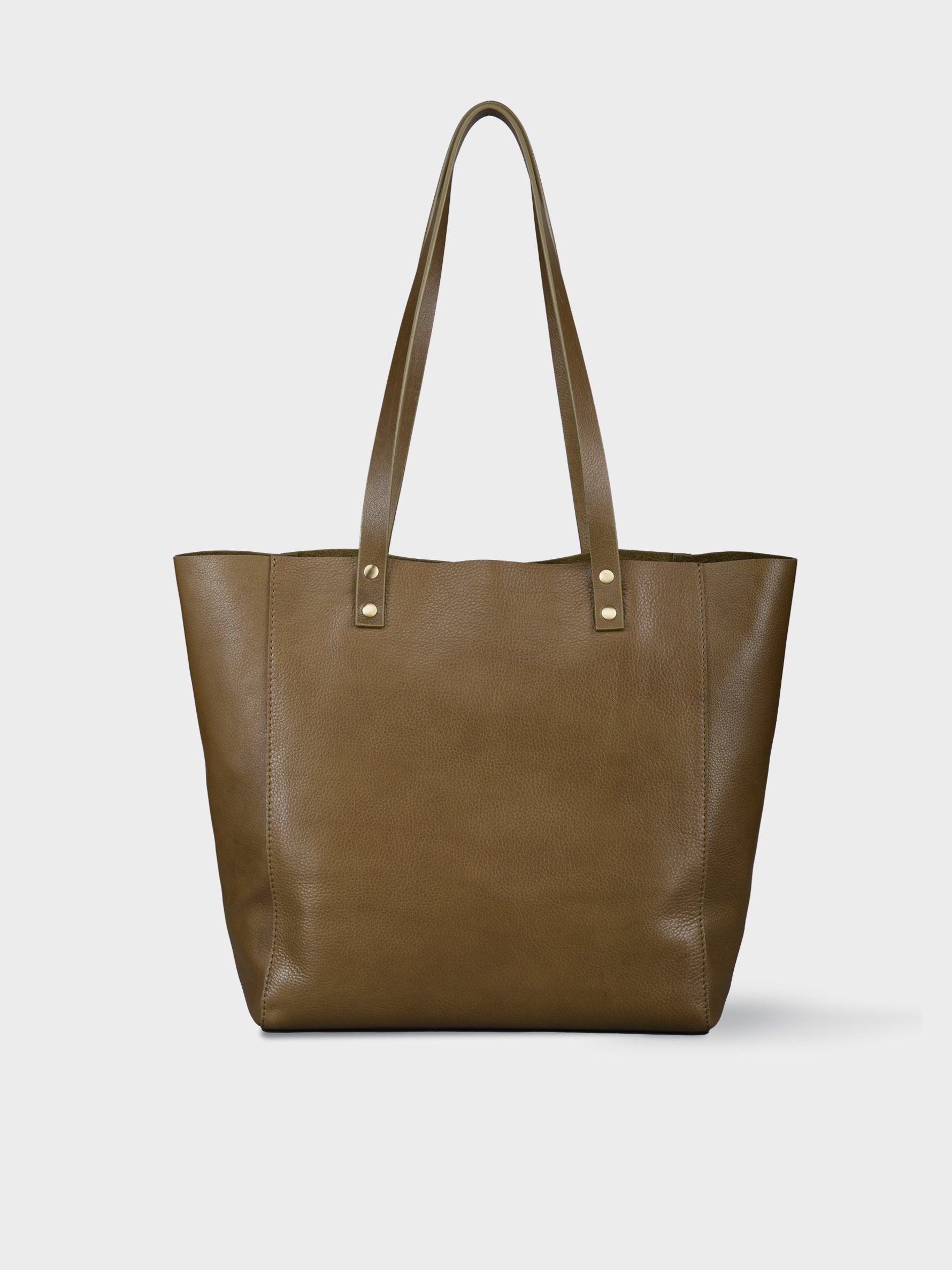 Handcrafted Genuine Vegetable Tanned Leather Old Fashioned Tote Regular Olive Green for Women Tan & Loom