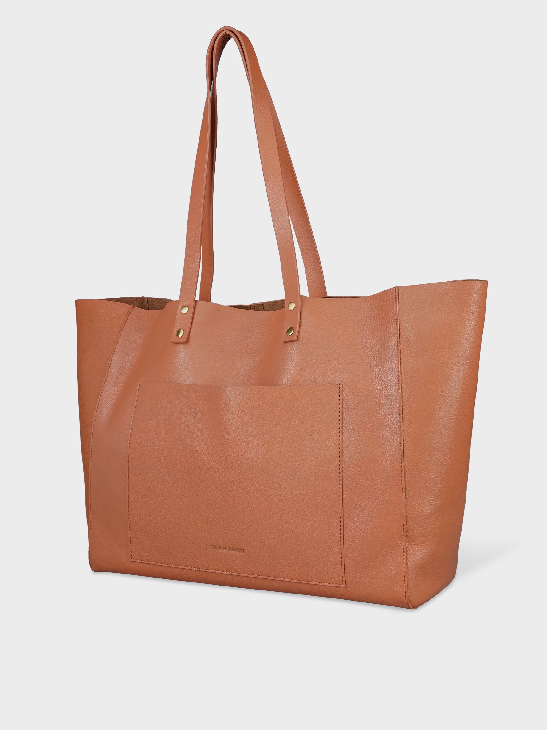 Handcrafted Genuine Vegetable Tanned Leather Old Fashioned Tote Large Dusty Peach for Women Tan & Loom