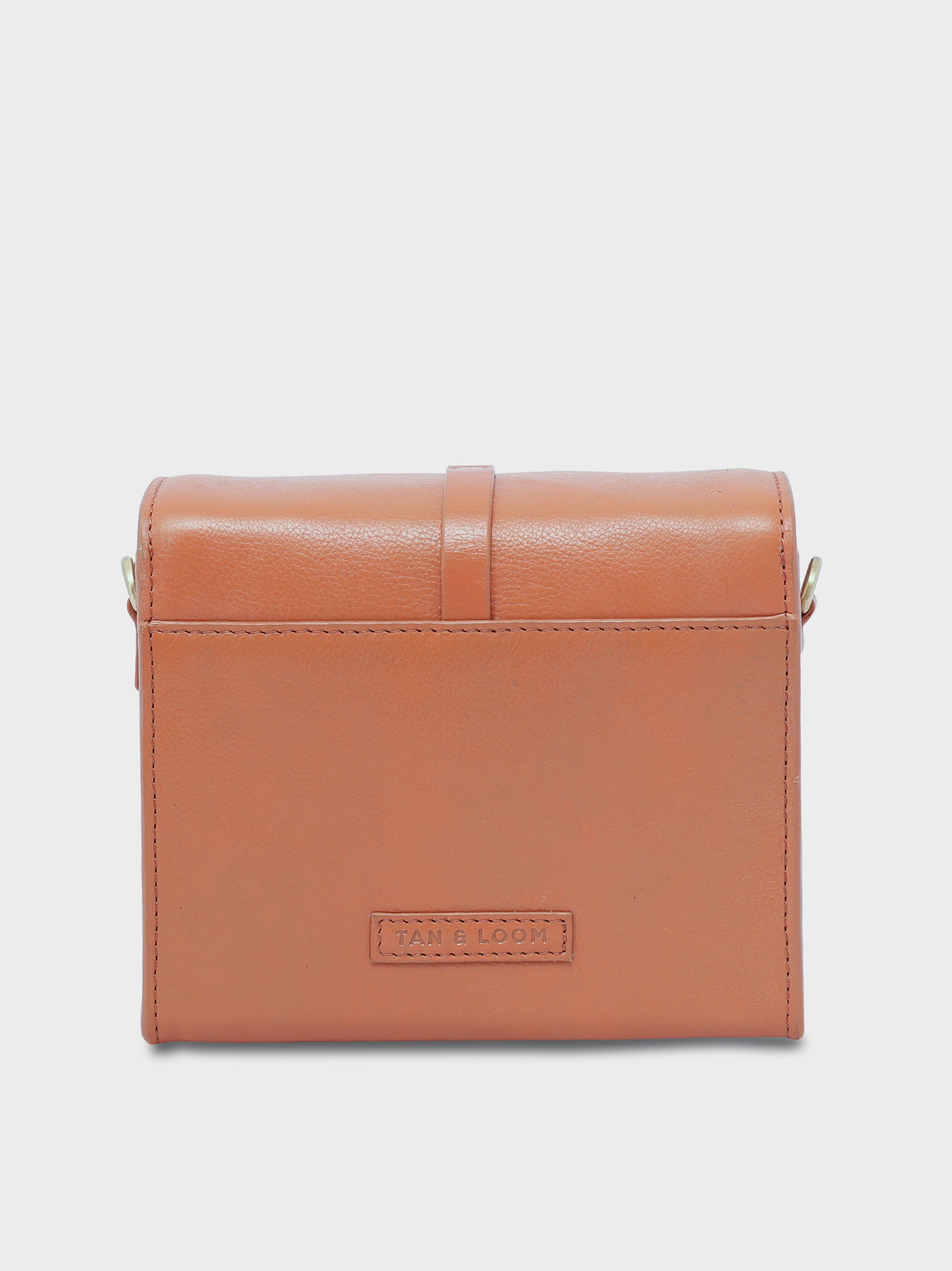 Handcrafted Genuine Vegetable Tanned Leather Piccolo Box Bag Dusty Peach for Women Tan & Loom
