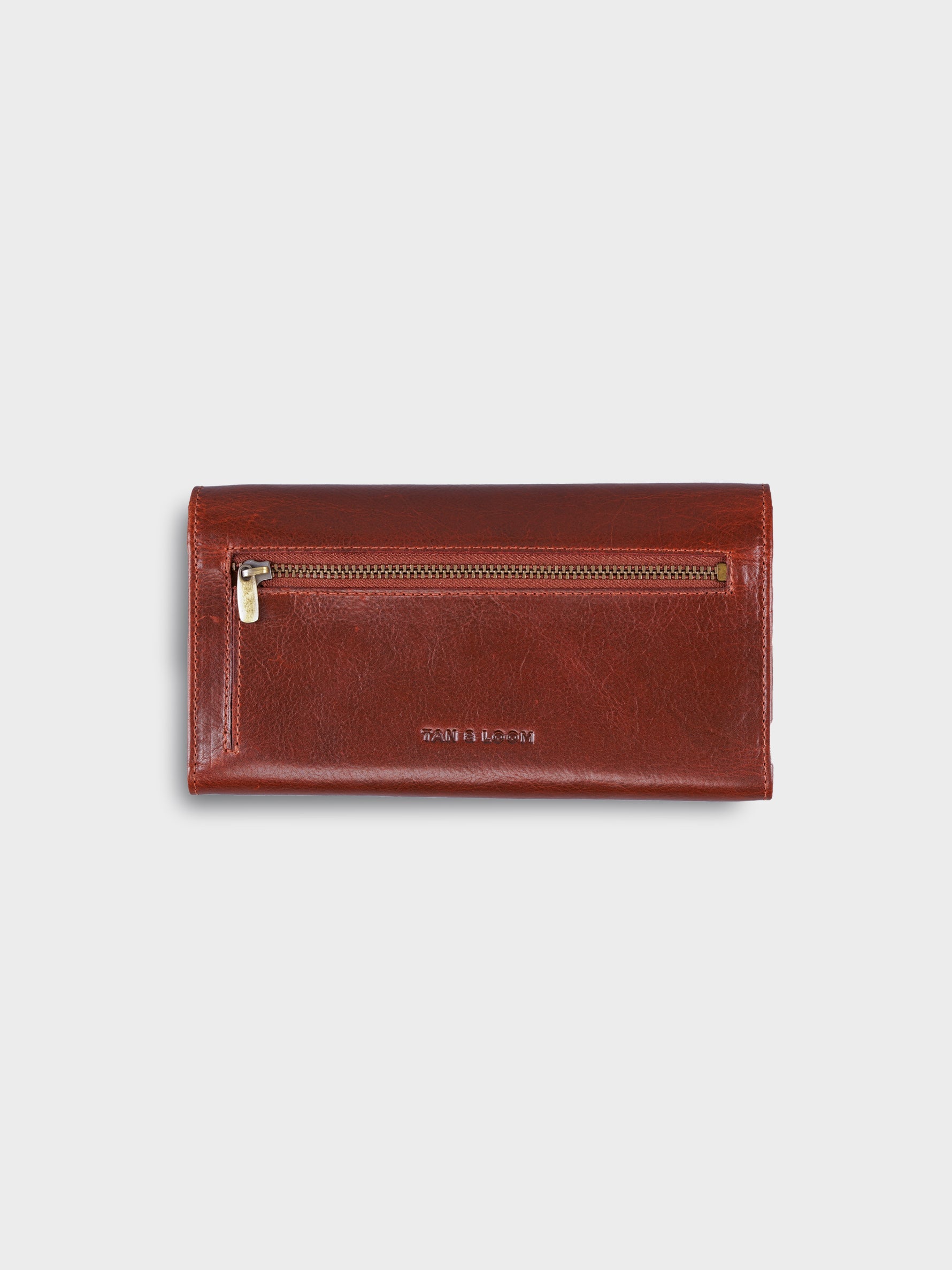 Handcrafted Genuine Vegetable Tanned Leather Envelope Wallet Vintage Brown for Women Tan & Loom