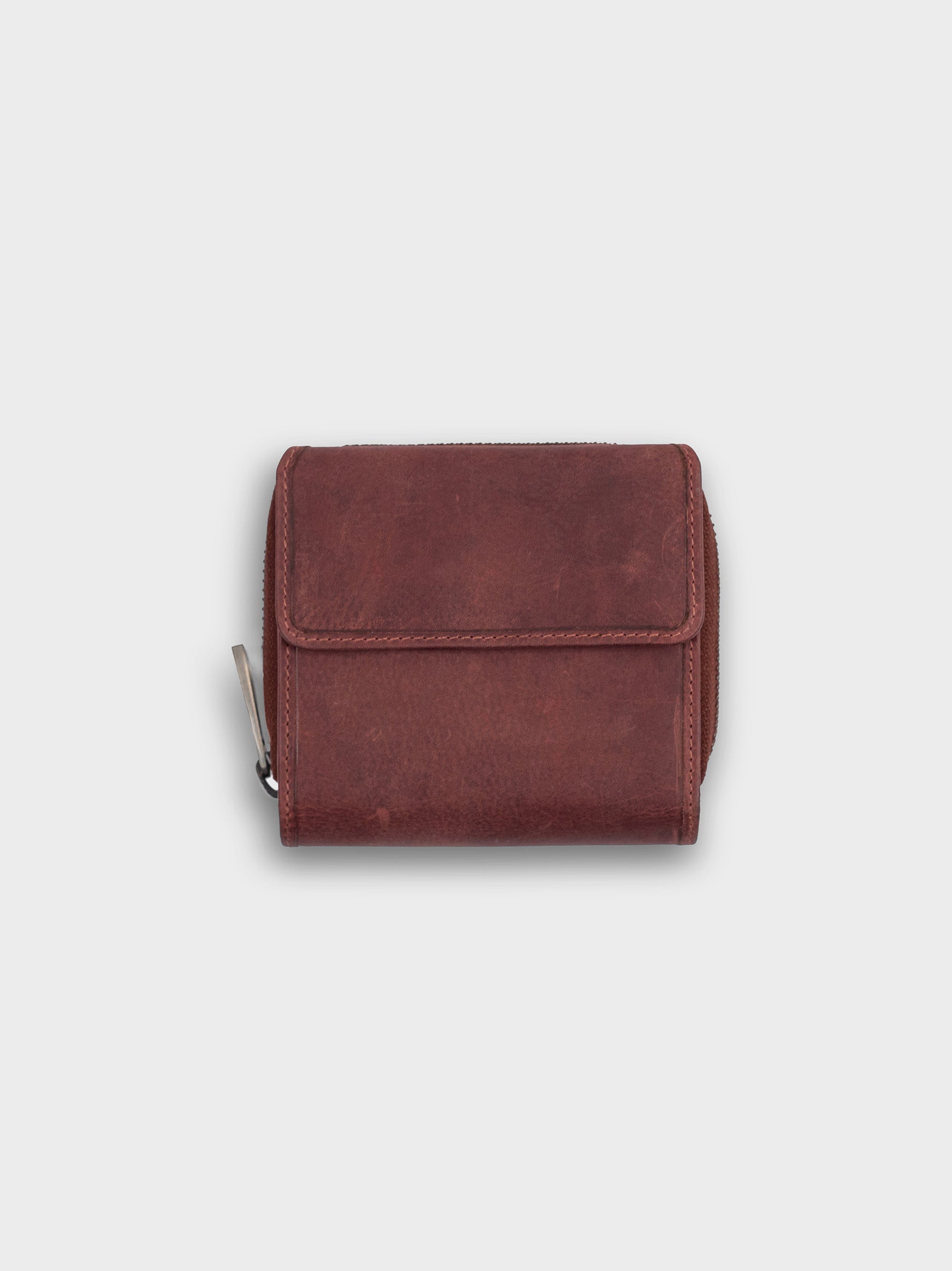 Premium Distressed Vegetable Tanned Leather Red Mini Wallet for Women Tan & Loom