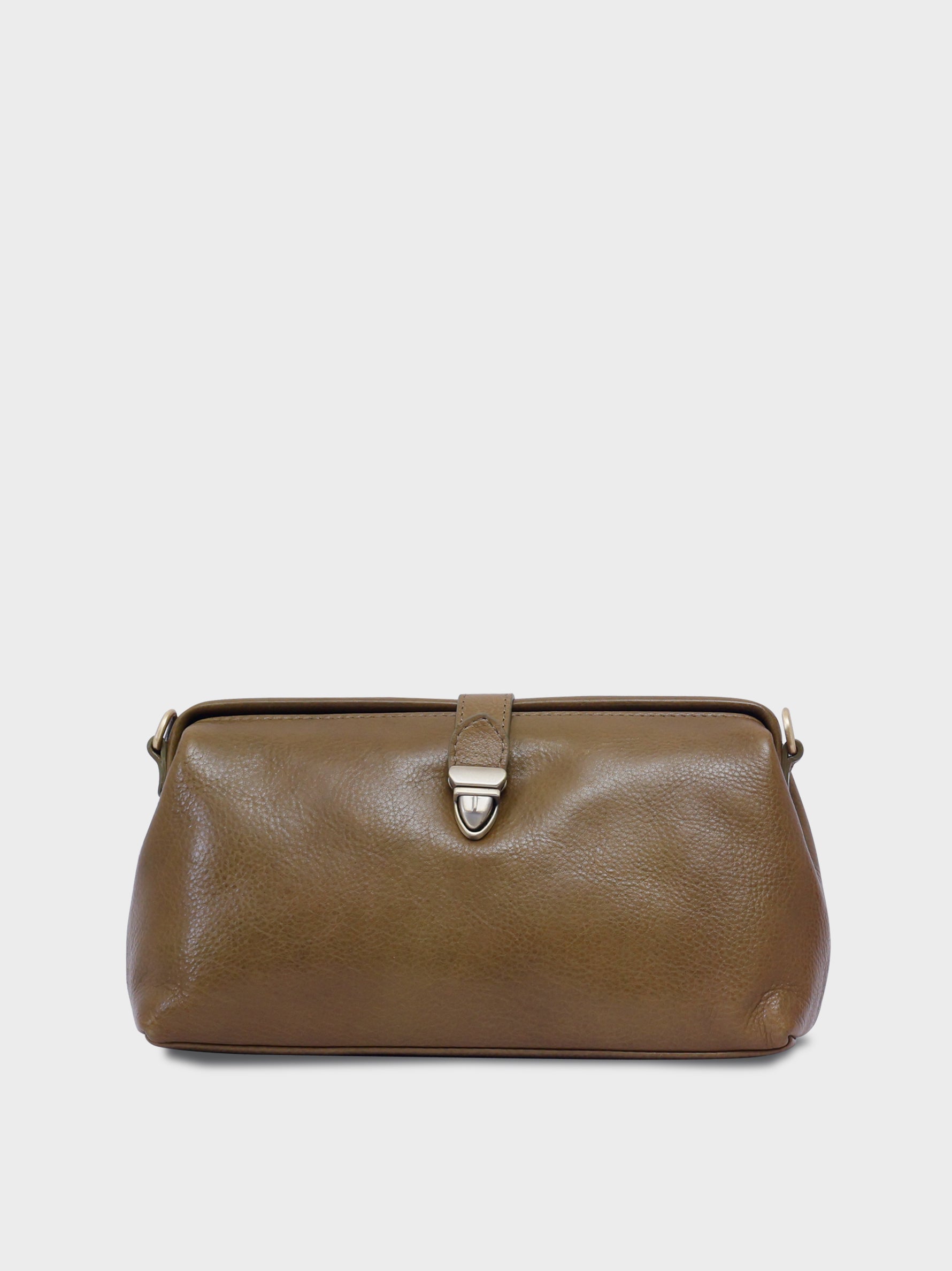 Handcrafted Genuine Vegetable Tanned Leather Doctor's Sling Bag Olive Green for Women Tan & Loom