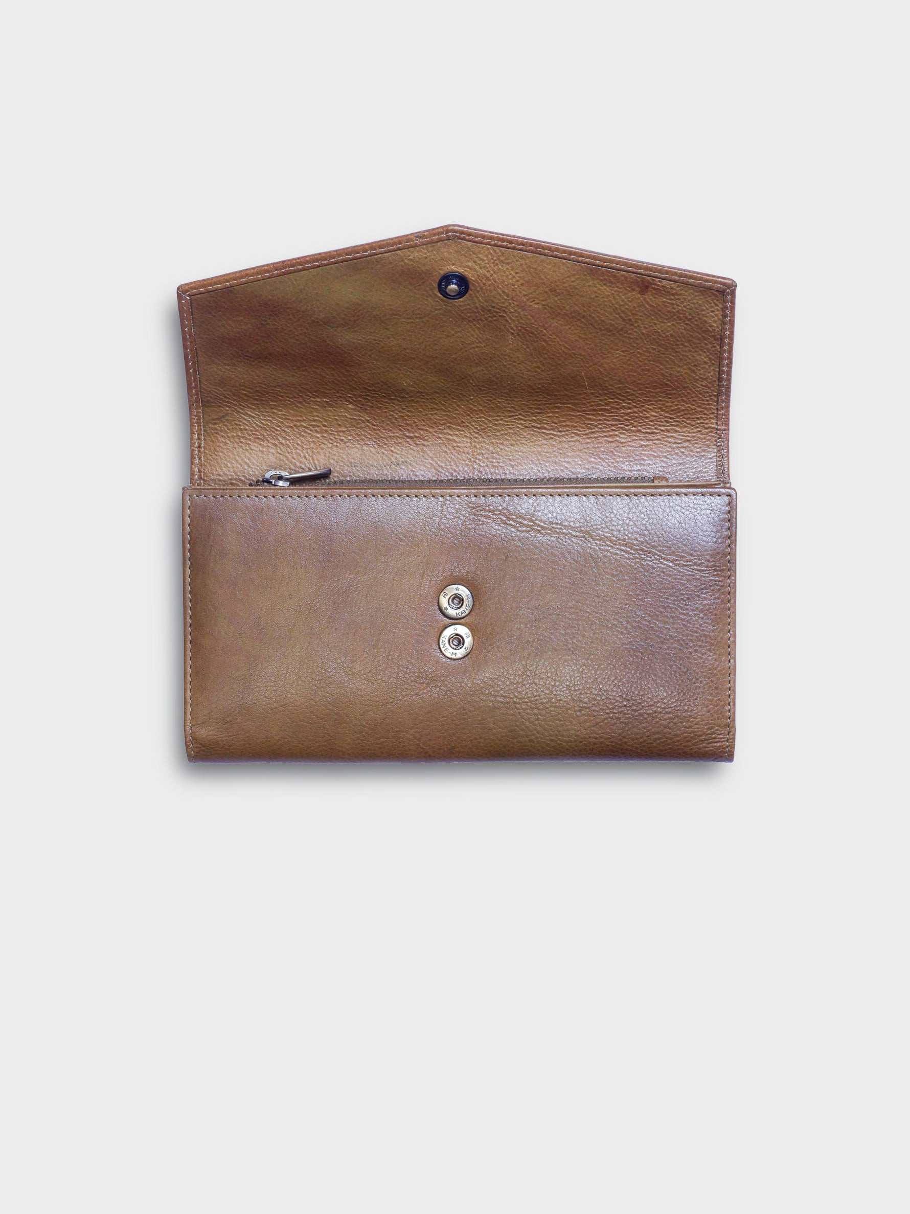 Handcrafted Genuine Vegetable Tanned Leather Envelope Wallet Olive Green for Women Tan & Loom