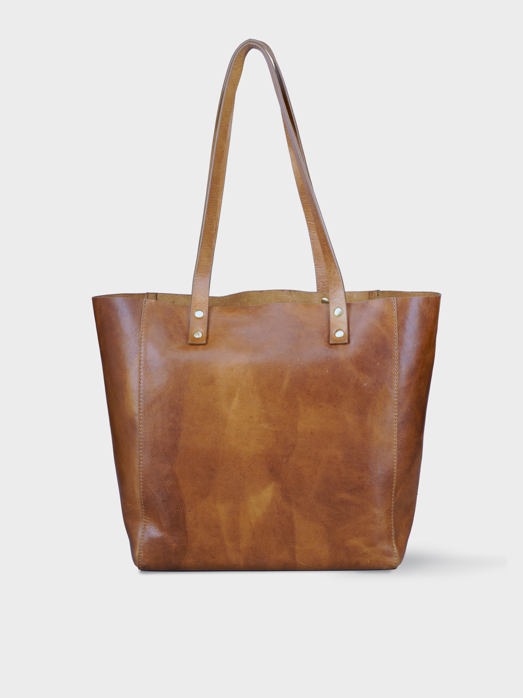 Handcrafted Genuine Vegetable Tanned Leather Old Fashioned Tote Regular Tuscany Tan for Women Tan & Loom