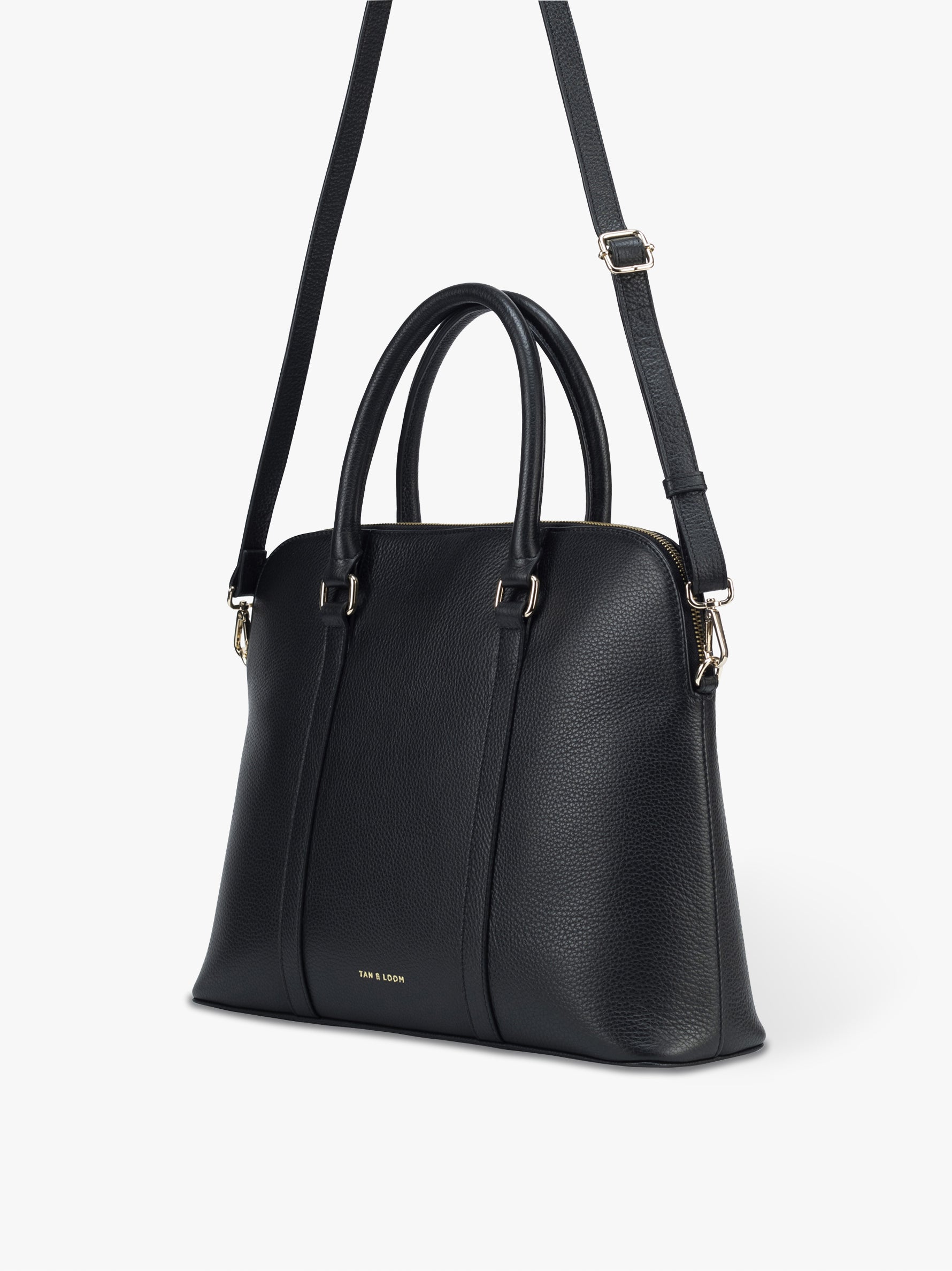 Handcrafted genuine leather laptop bag for women Classic Black