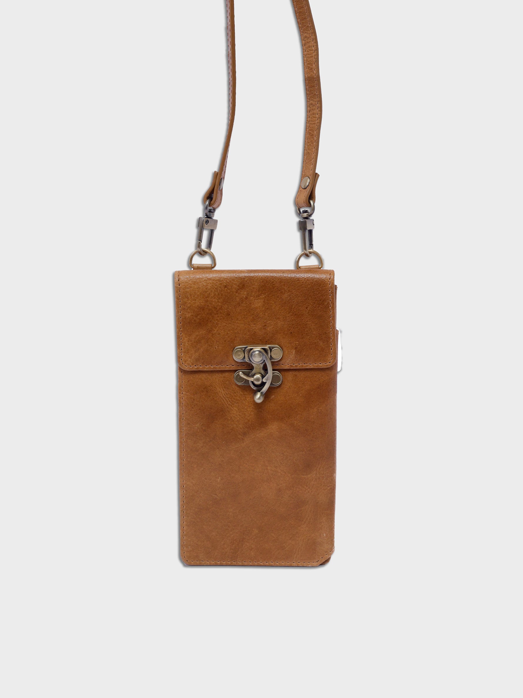 Handcrafted Genuine Vegetable Tanned Leather Antique Mobile Sling Tuscany Tan for Women Tan & Loom