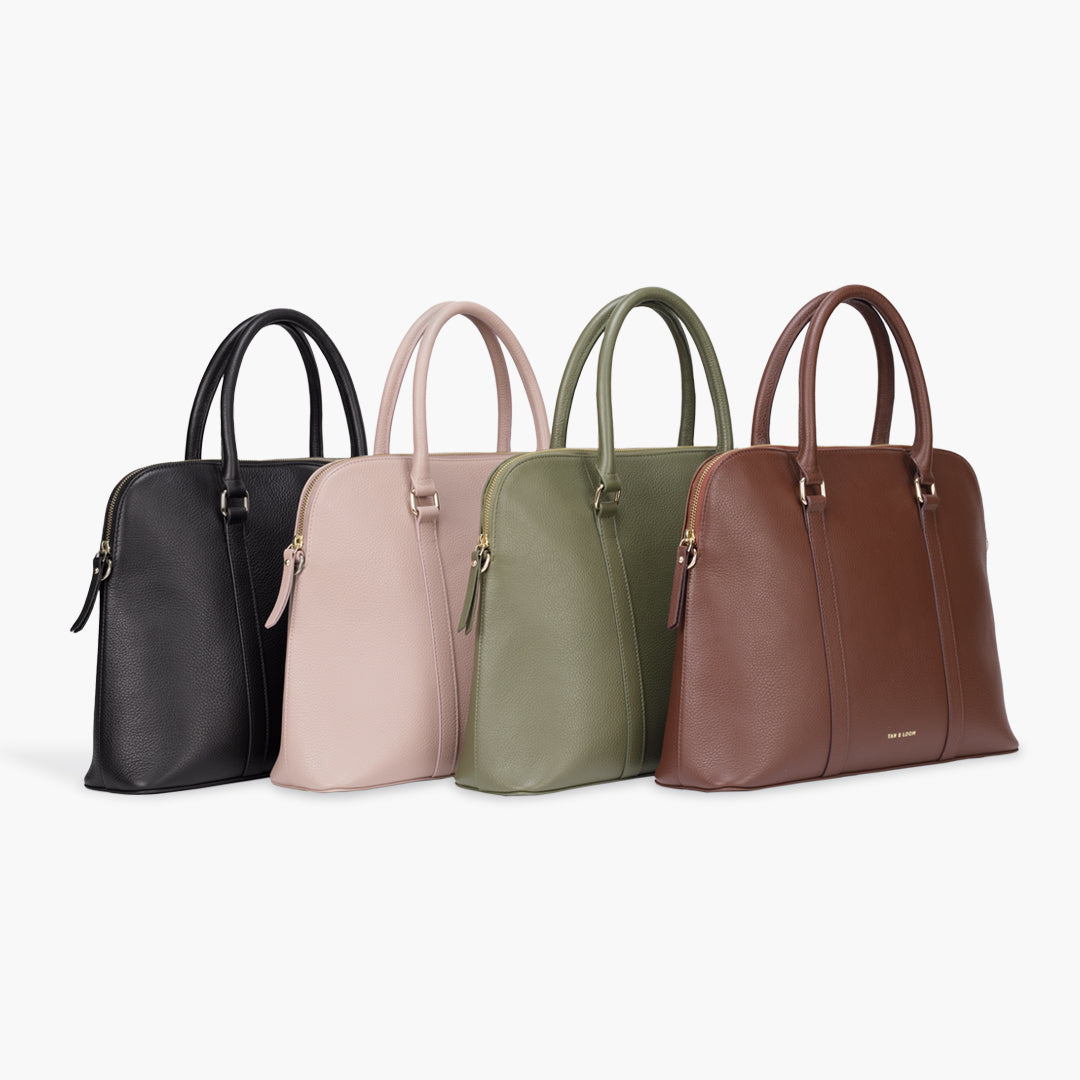 Handcrafted genuine leather laptop bag for women Nude Pink