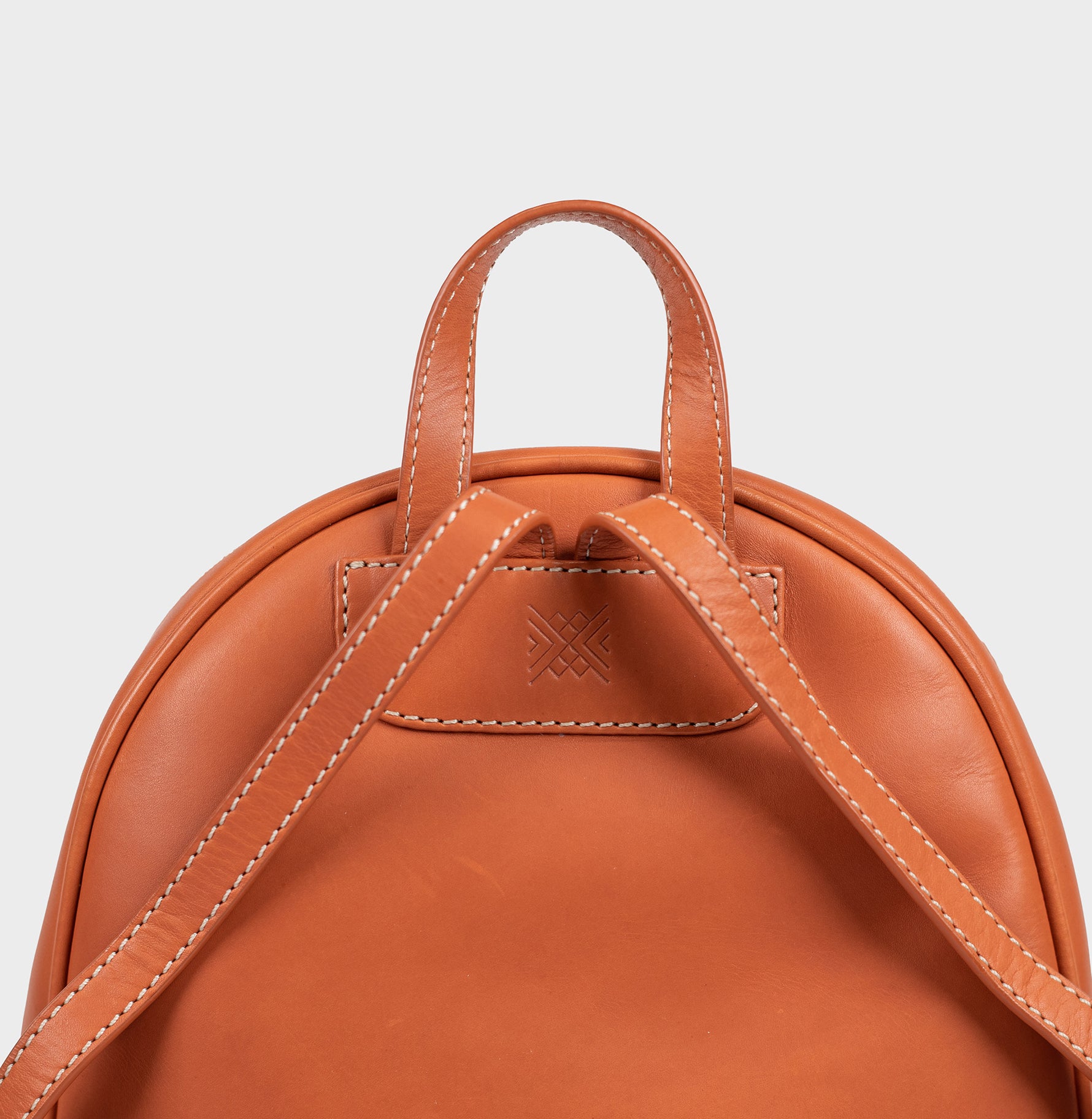 Handcrafted Genuine Vegetable Tanned Leather Backpack for women Tan Colour Tan & Loom