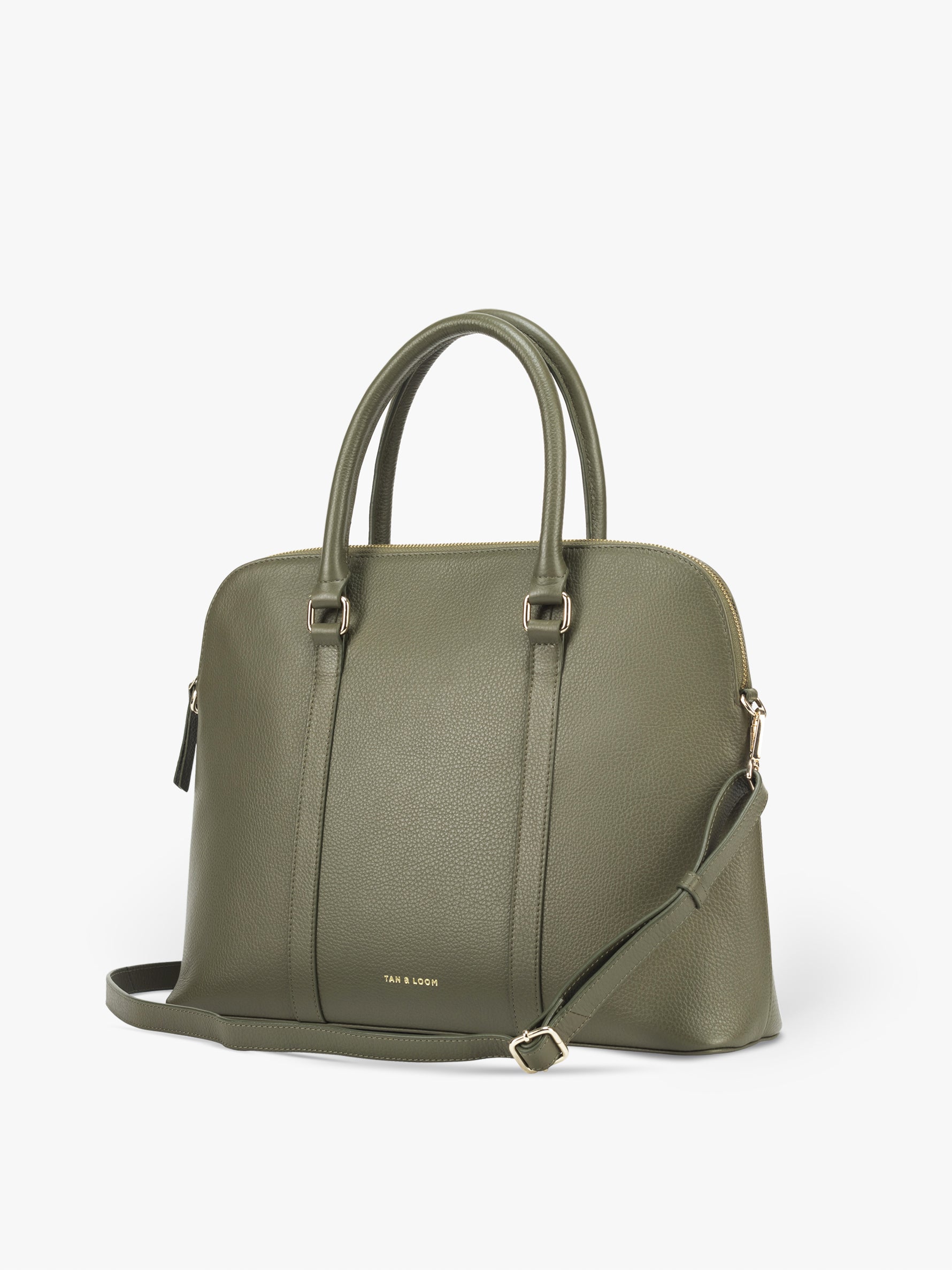 Handcrafted genuine leather laptop bag for women Olive Green