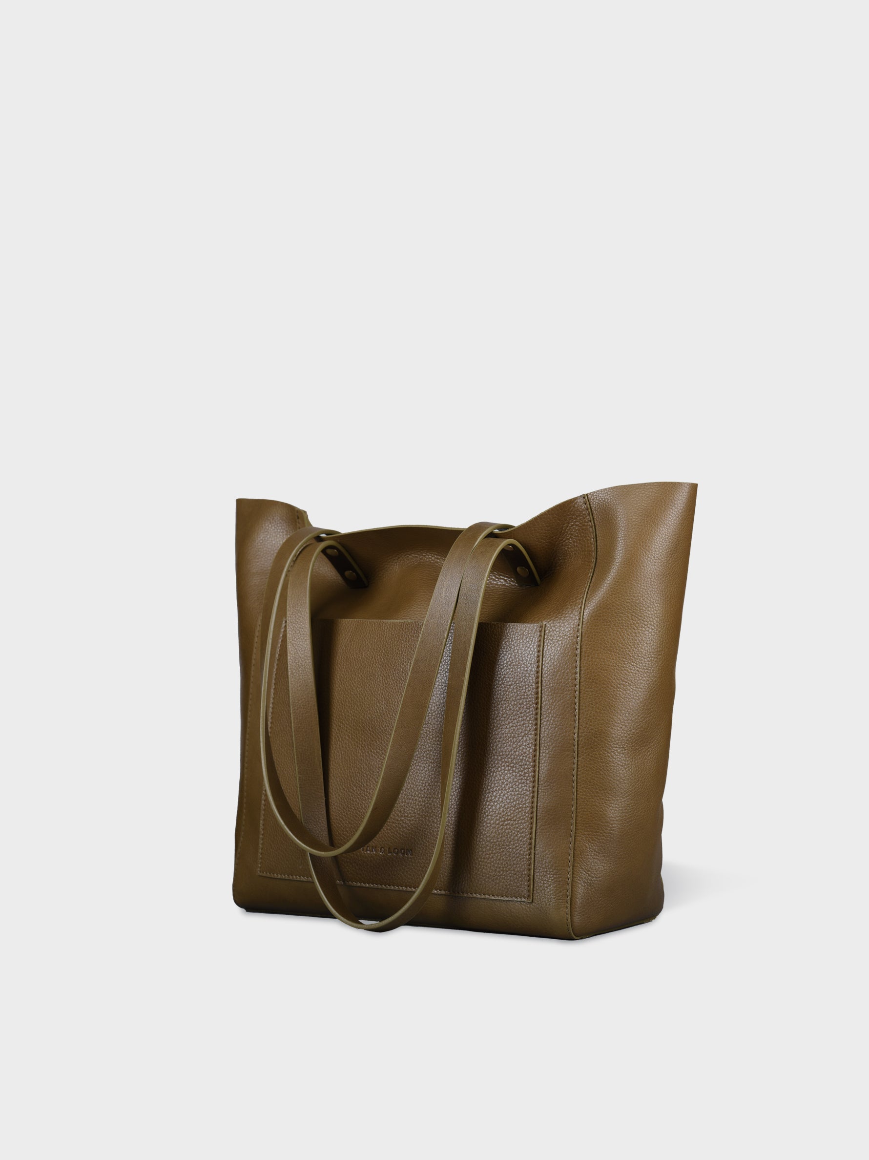 Handcrafted Genuine Vegetable Tanned Leather Old Fashioned Tote Regular Olive Green for Women Tan & Loom