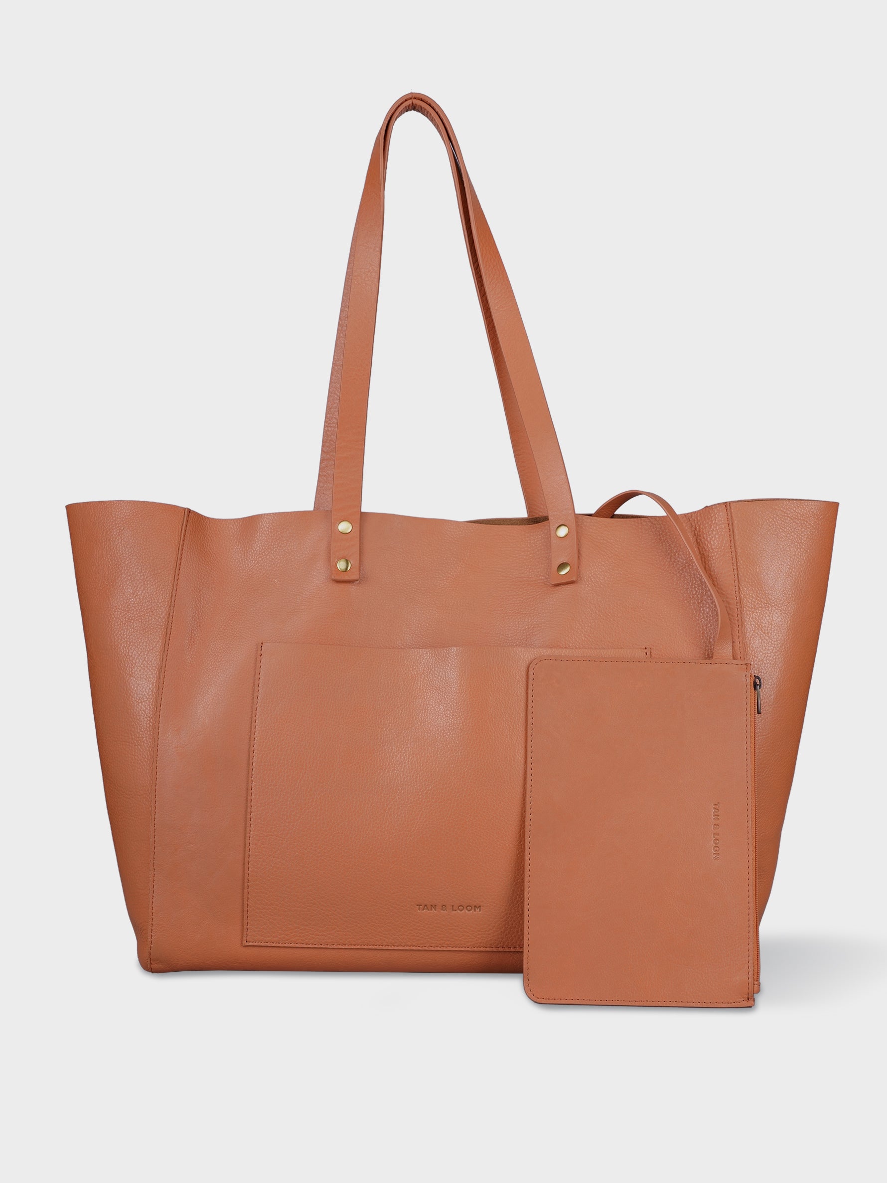 Handcrafted Genuine Vegetable Tanned Leather Old Fashioned Tote Large Dusty Peach  for Women Tan & Loom