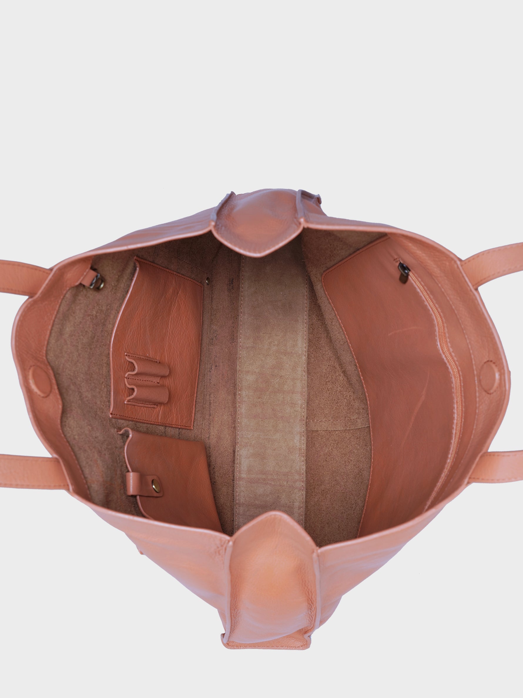 Handcrafted Genuine Vegetable Tanned Leather Artist's Tote Dusty Peach for Women Tan & Loom