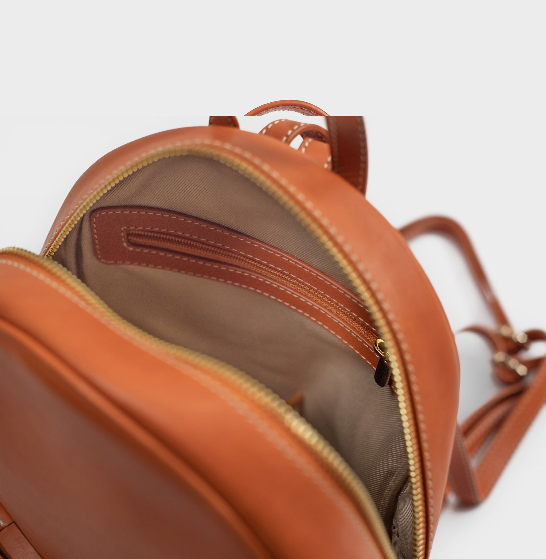 Handcrafted Genuine Vegetable Tanned Leather Backpack for women Tan Colour Tan & Loom
