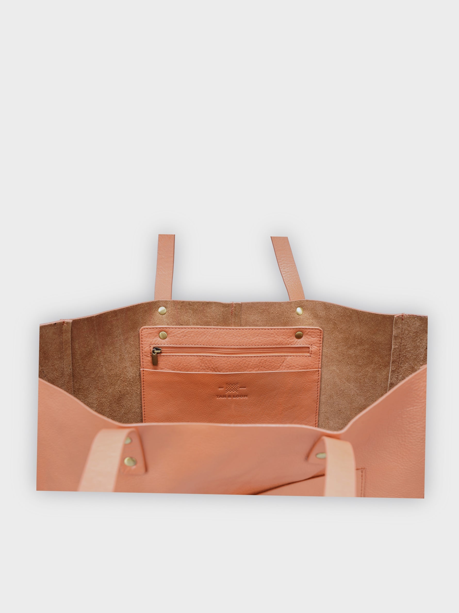 Handcrafted Genuine Vegetable Tanned Leather Old Fashioned Tote Large Dusty Peach for Women Tan & Loom