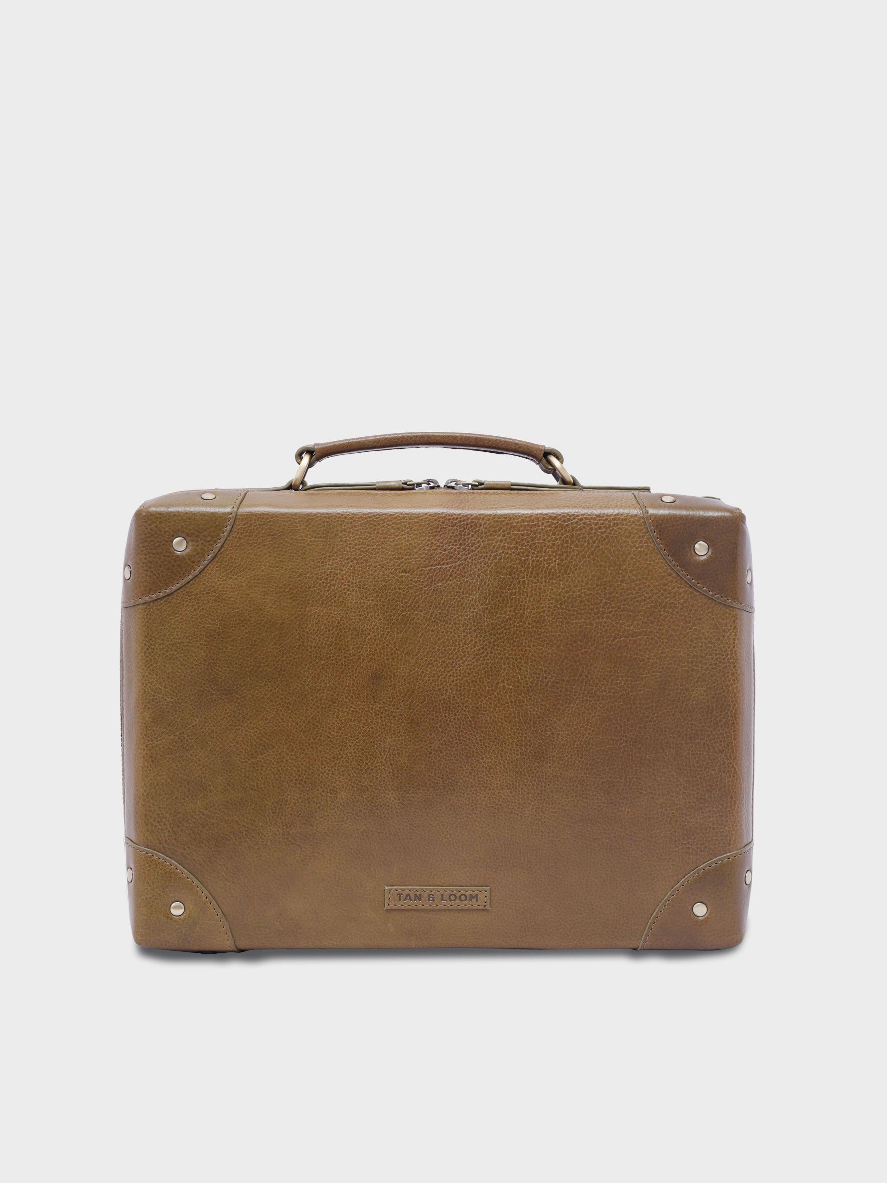 Handcrafted Genuine Vegetable Tanned Leather Traveller's Trunk Regular Sling Olive Green for Women Tan & Loom