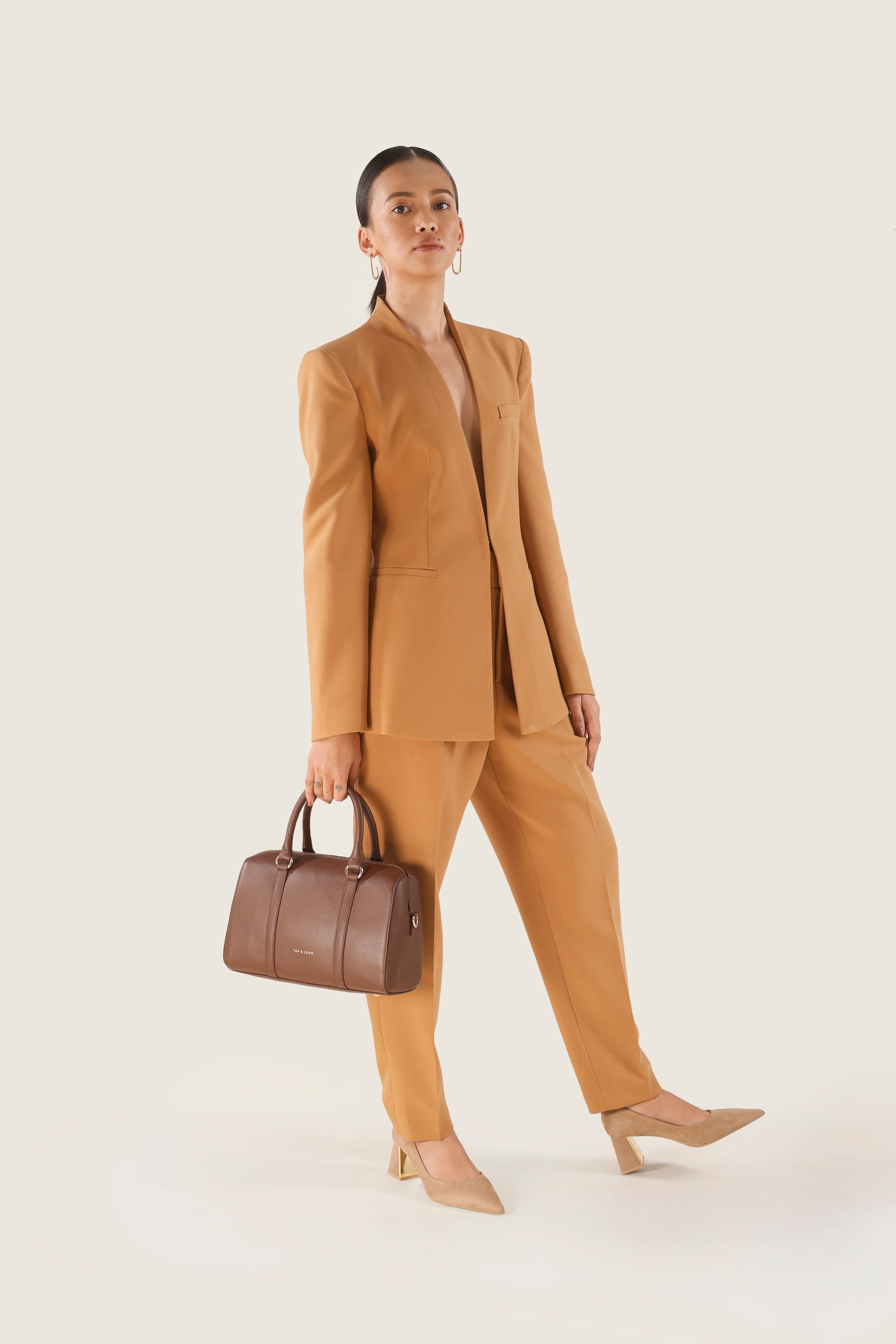 Handcrafted genuine leather boston bag for women Espresso Brown