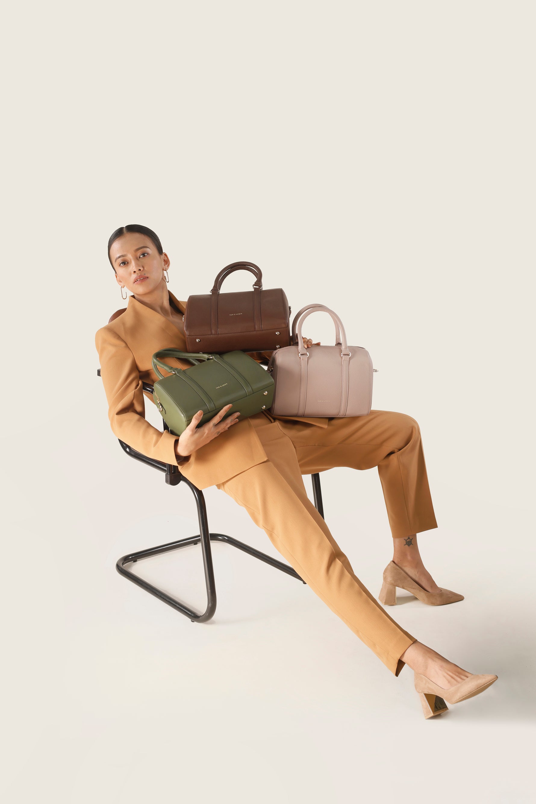 Handcrafted genuine leather boston bag for women Espresso Brown