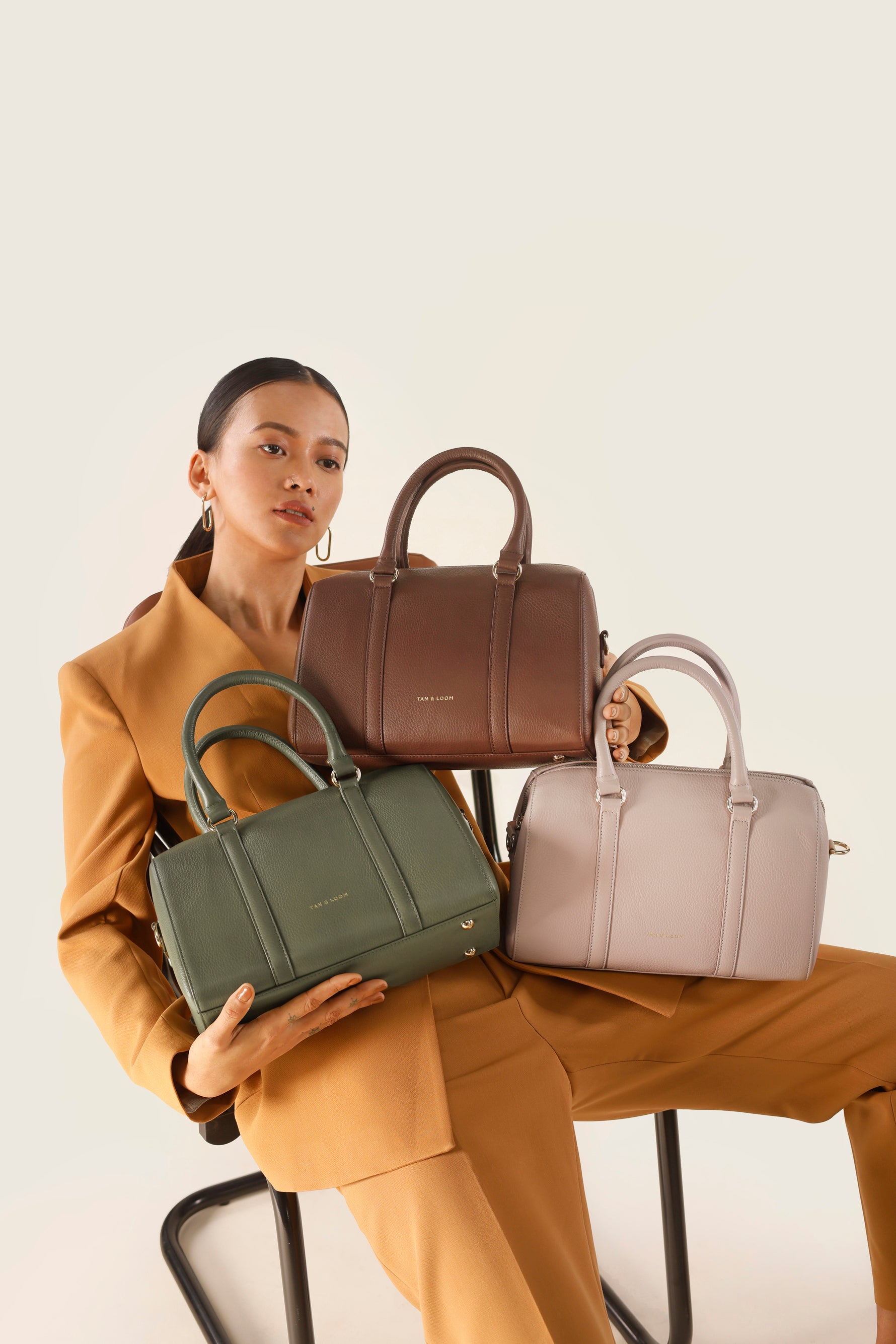 Handcrafted genuine leather boston bag for women Espresso Brown